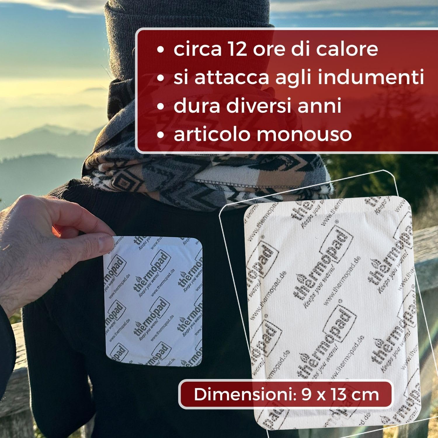 THERMOPAD scaldacorpo - 10 o 30 pezzi - extra caldo - adesivo - scalda-schiena e scalda-collo - 12 ore di piacevole calore - autoriscaldante