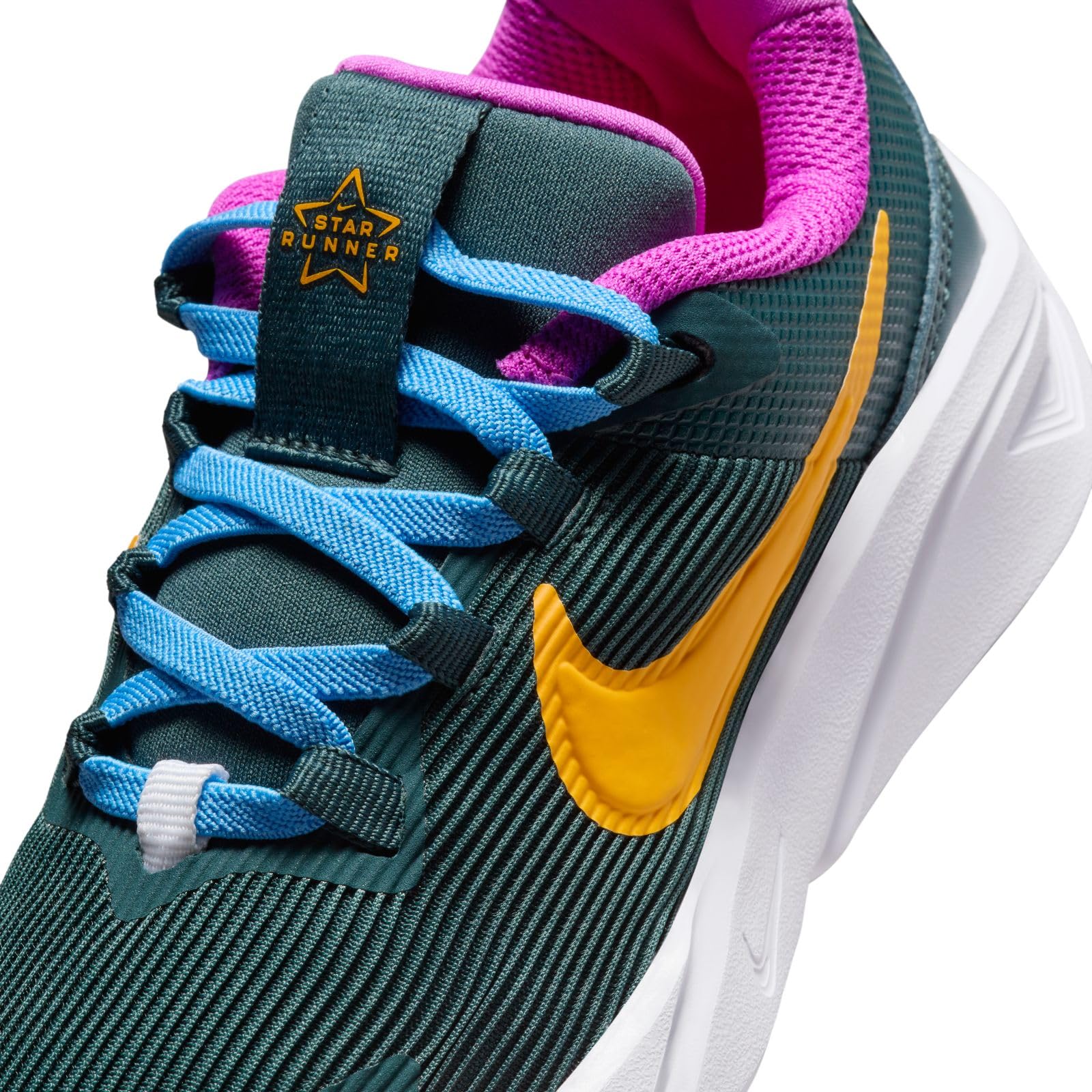 Nike Star Runner 4 Little Kids' Shoes (DX7614-300, Deep Jungle/Hyper Violet/Vapor Green/Sundial) Size 1