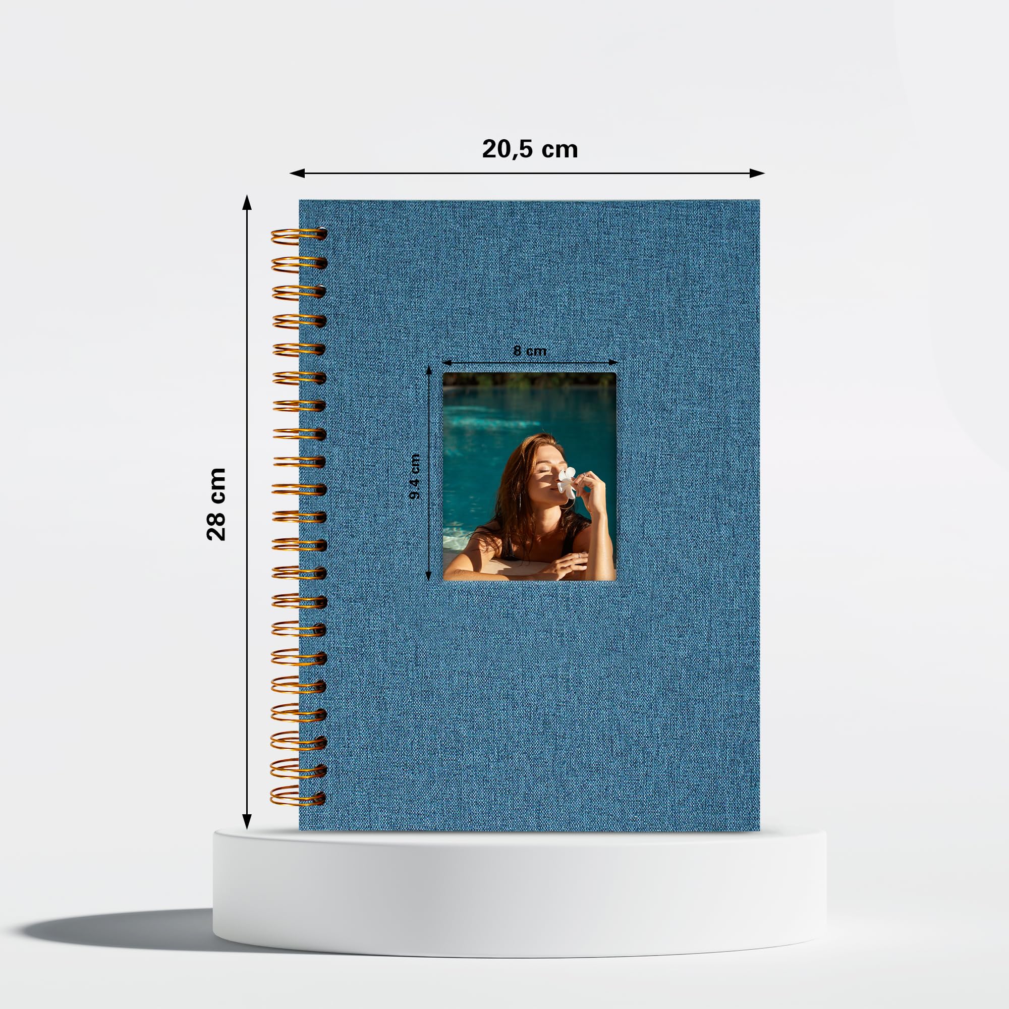 Vienrose Album Fotografico in Lino, 20,5 x 28 cm Libro dei Ricordi con 80 Pagine Bianche Fai Da Te per Viaggi Famiglia Matrimonio Natale, Blu navy