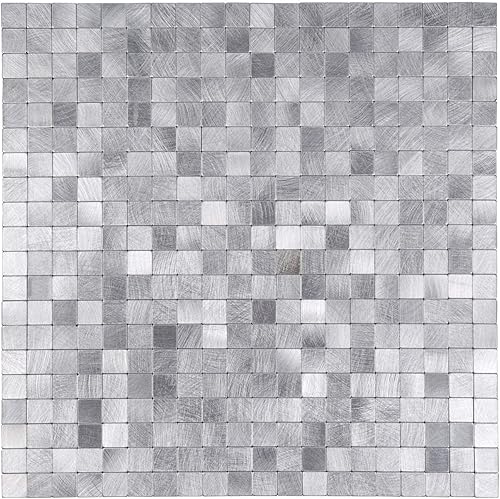 Miniatura 1 de Miscasa Protector de salpicaduras de metal para despegar y pegar, azulejos de pared de aluminio para salpicaduras en azulejos de metal, plata, 5