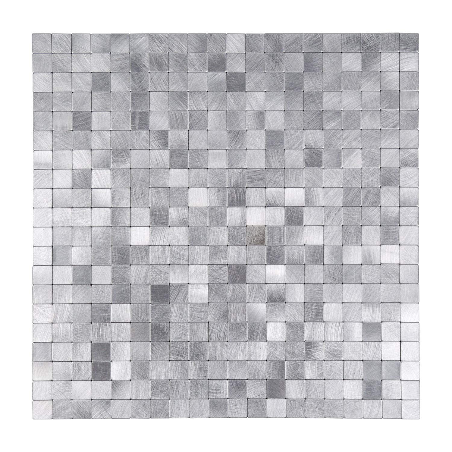 Miscasa Peel and Stick Metal Backsplash, Aluminum Wall Tile Backsplash Stick on Metal Tiles,Silver, 5 Tiles of 30.5 x30.5 cm (0.46㎡)