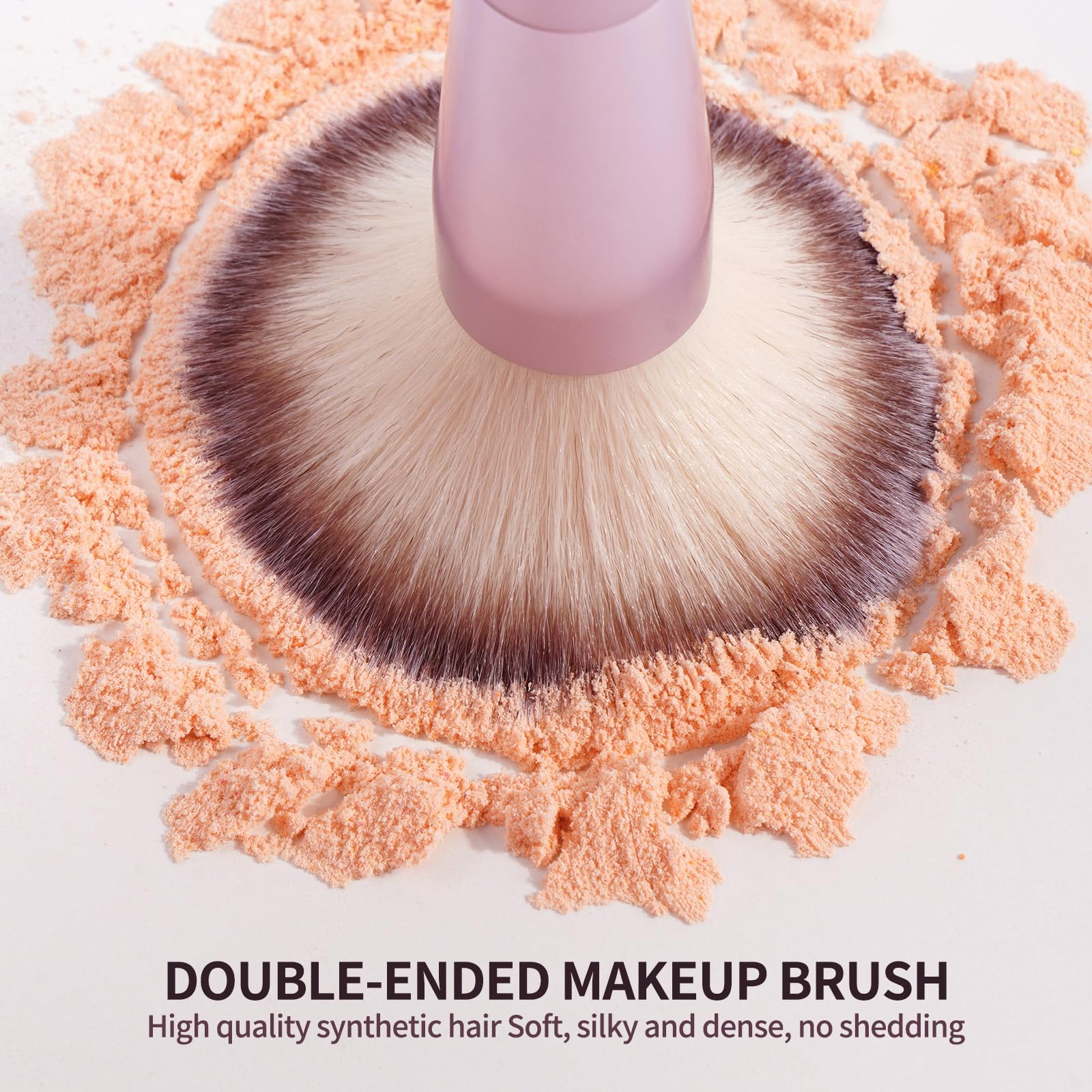 MAANGE Pennello per fondotinta, pennelli da trucco a doppia estremità, per applicare liquidi o in polvere, fard, crema, primer, per contouring, miscelazione, fondotinta, fard (rosa, 2 pezzi)
