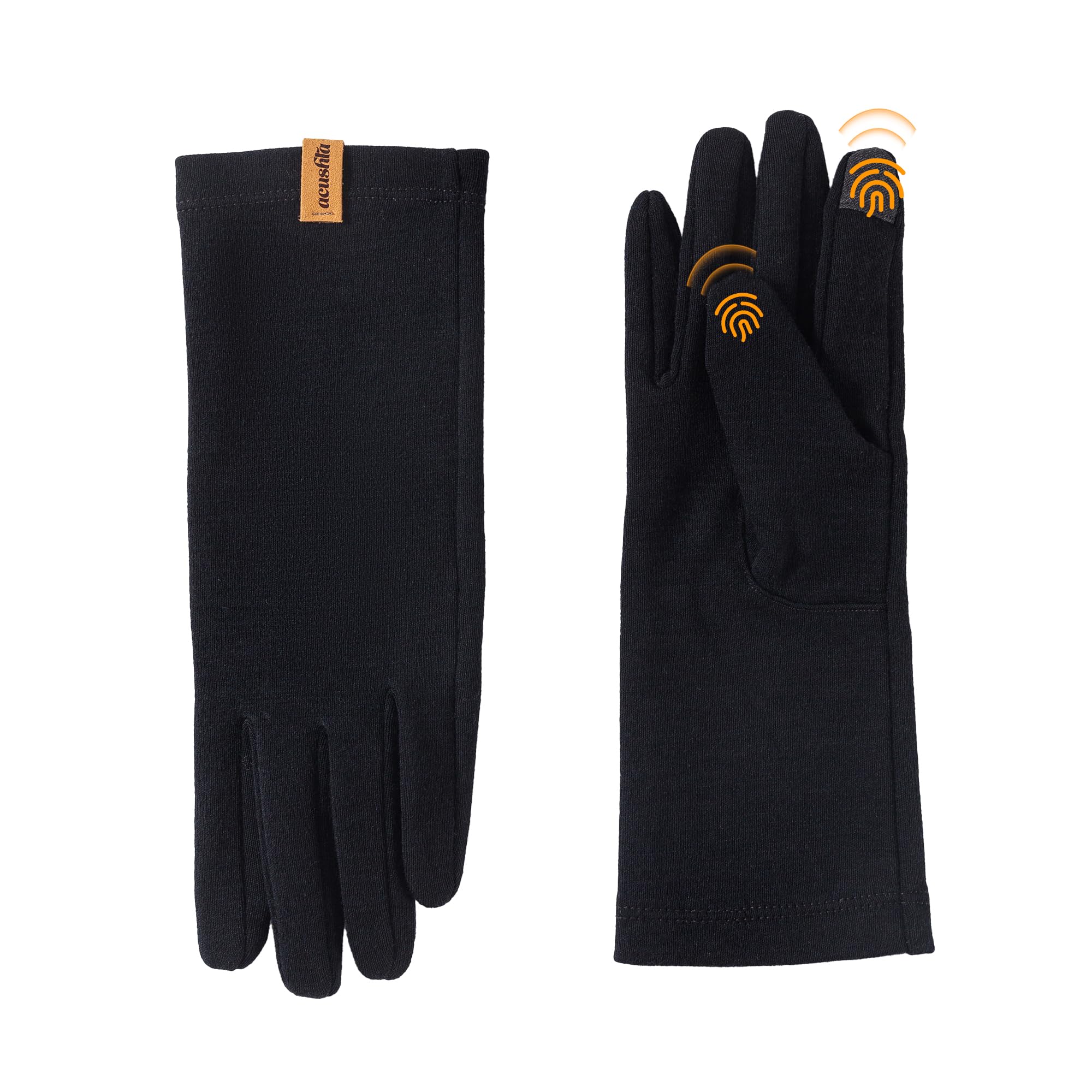 ACUSHLA Merino Wool Glove Liner -Touchscreen Lightweight Base Layer Ski Liner Glove for Men & Women