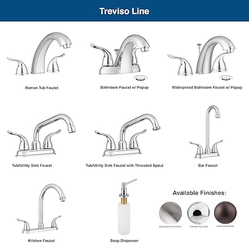 Miniatura 3 de Pacific Bay Treviso - Grifo giratorio para barra y cocina de altura alta, 2 manijas (cromado)