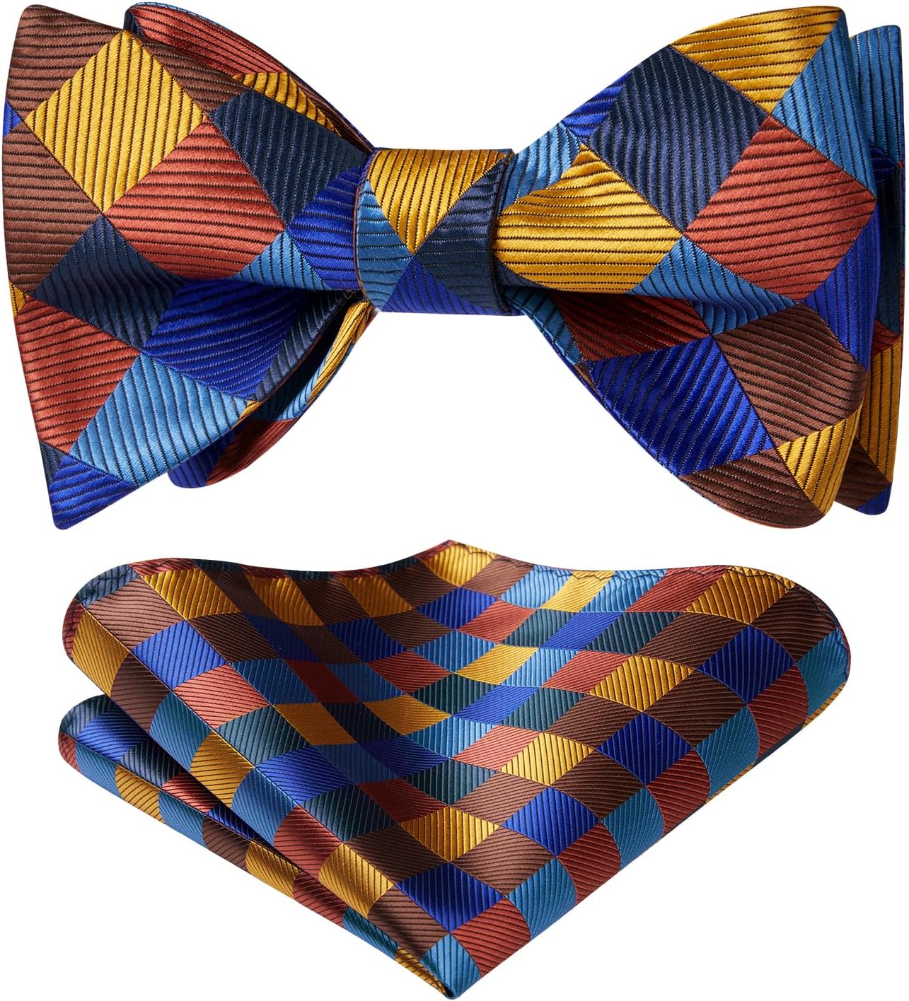 Bow Ties for Men Check Plaid Self Tie Bow Tie and Pocket Square Bowtie Formal Tuxedo Wedding Bowties Handkerchief Set