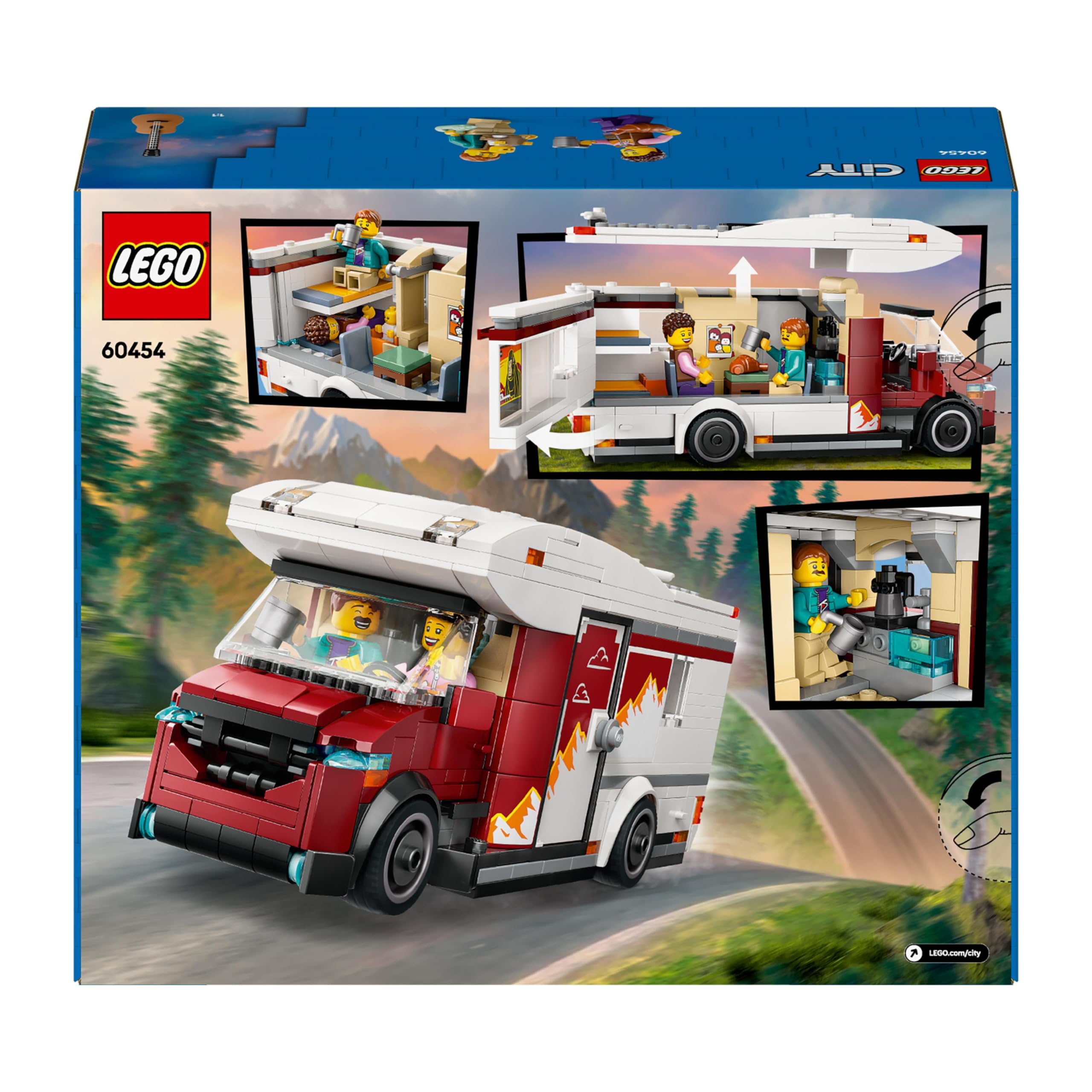 LEGO City Wakacyjny Kamper Pełen Przygód, Konstrukcyjna Zabawka dla Dziecka do Zbudowania, Pojazd z Minifigurkami i Akcesoriami, Kreatywny Prezent dla 6-latka, dla Chłopca i Dziewczynki, 60454