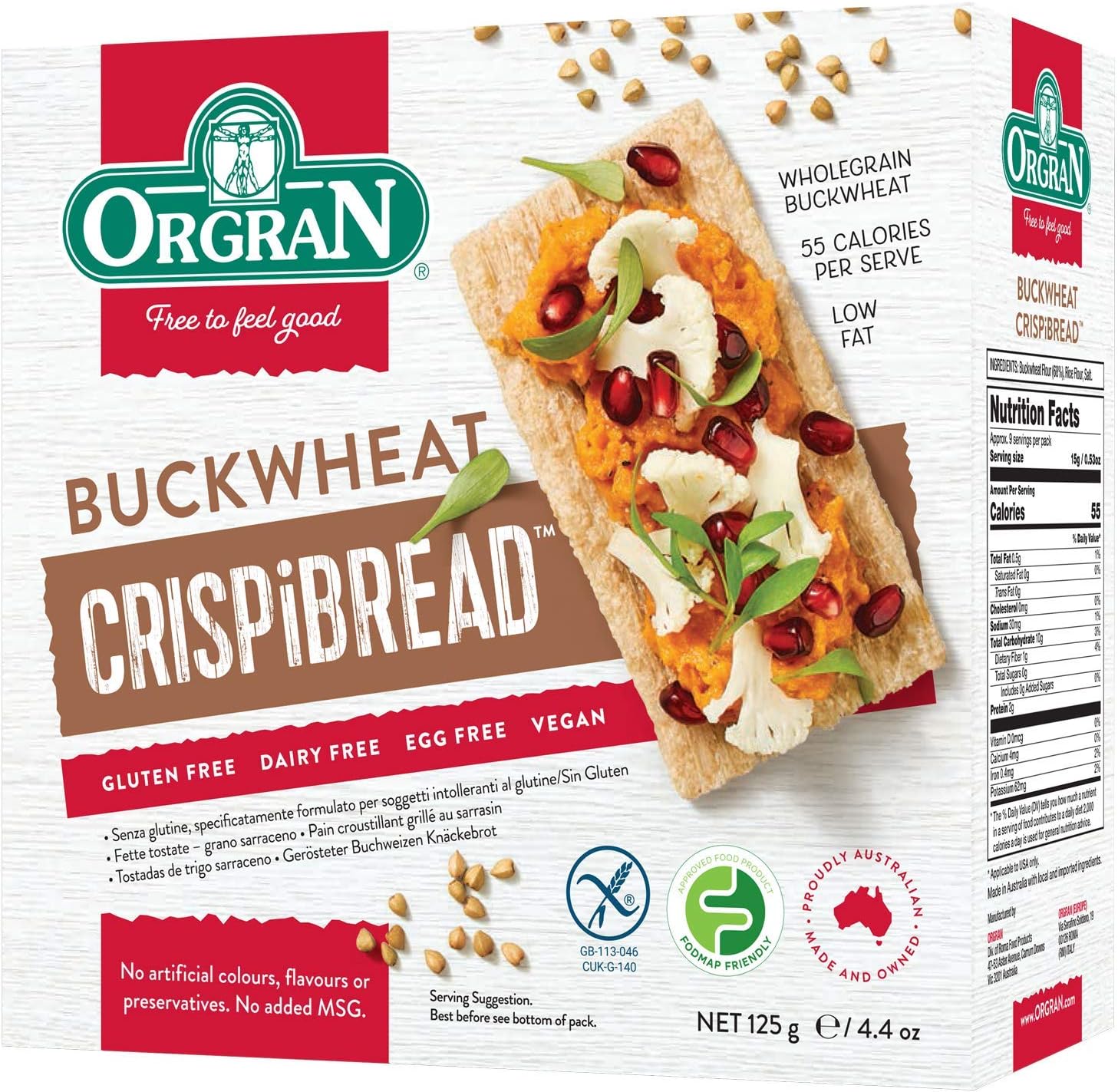 Orgran Toasted Buckwheat Crispibread 125 g