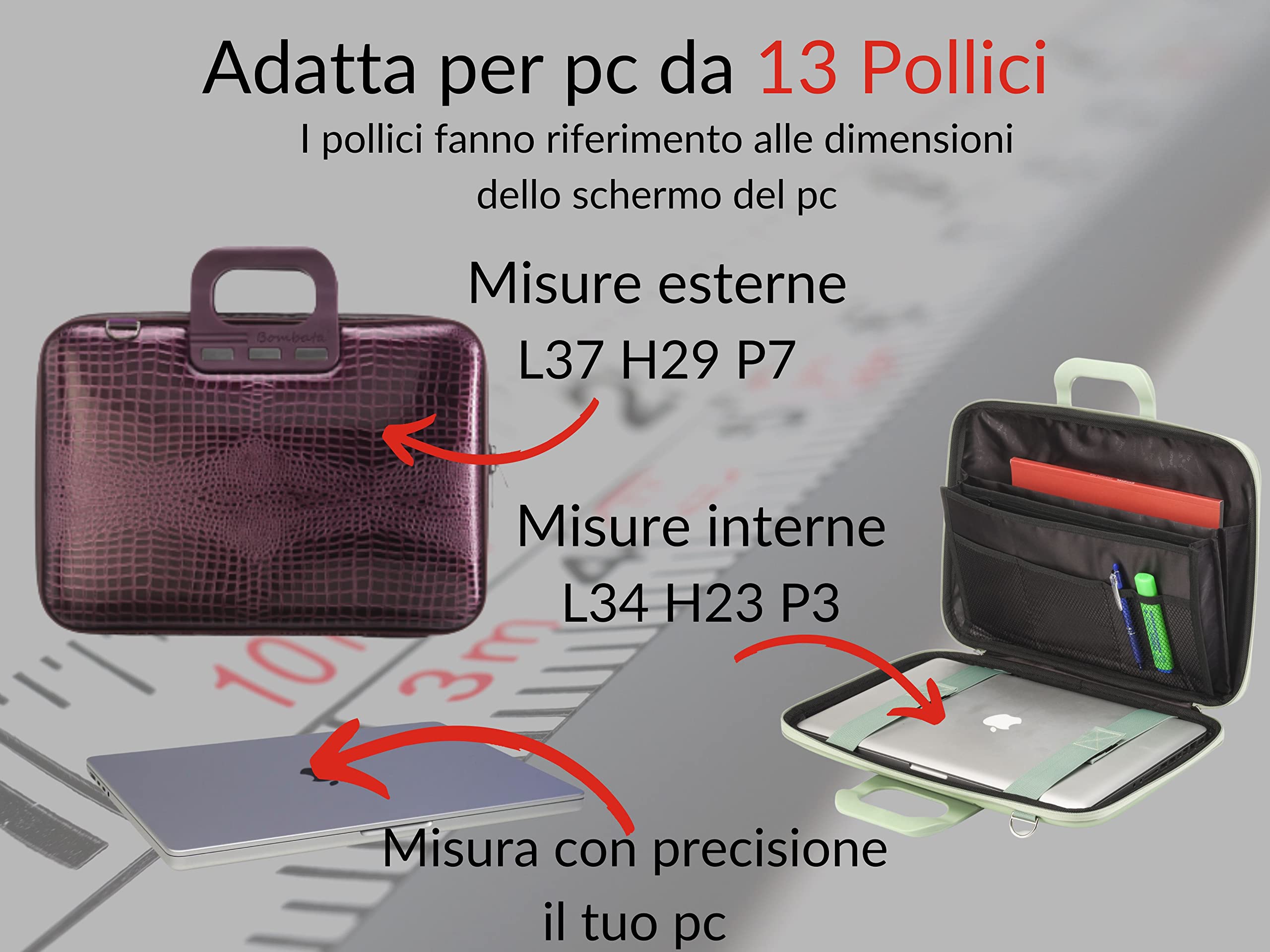 Bombata Shiny Cocco - Borsa Porta Computer con Tracolla, Elegante e Funzionale, Unisex, 100% Vegan, per Professionisti e Studenti, Viola Scuro - 13/14 Pollici