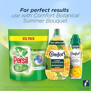 Persil Bio 3 in 1 Washing Capsules 1st time removal of tough stains outstanding stain removal in quick & cold washes 48 washes