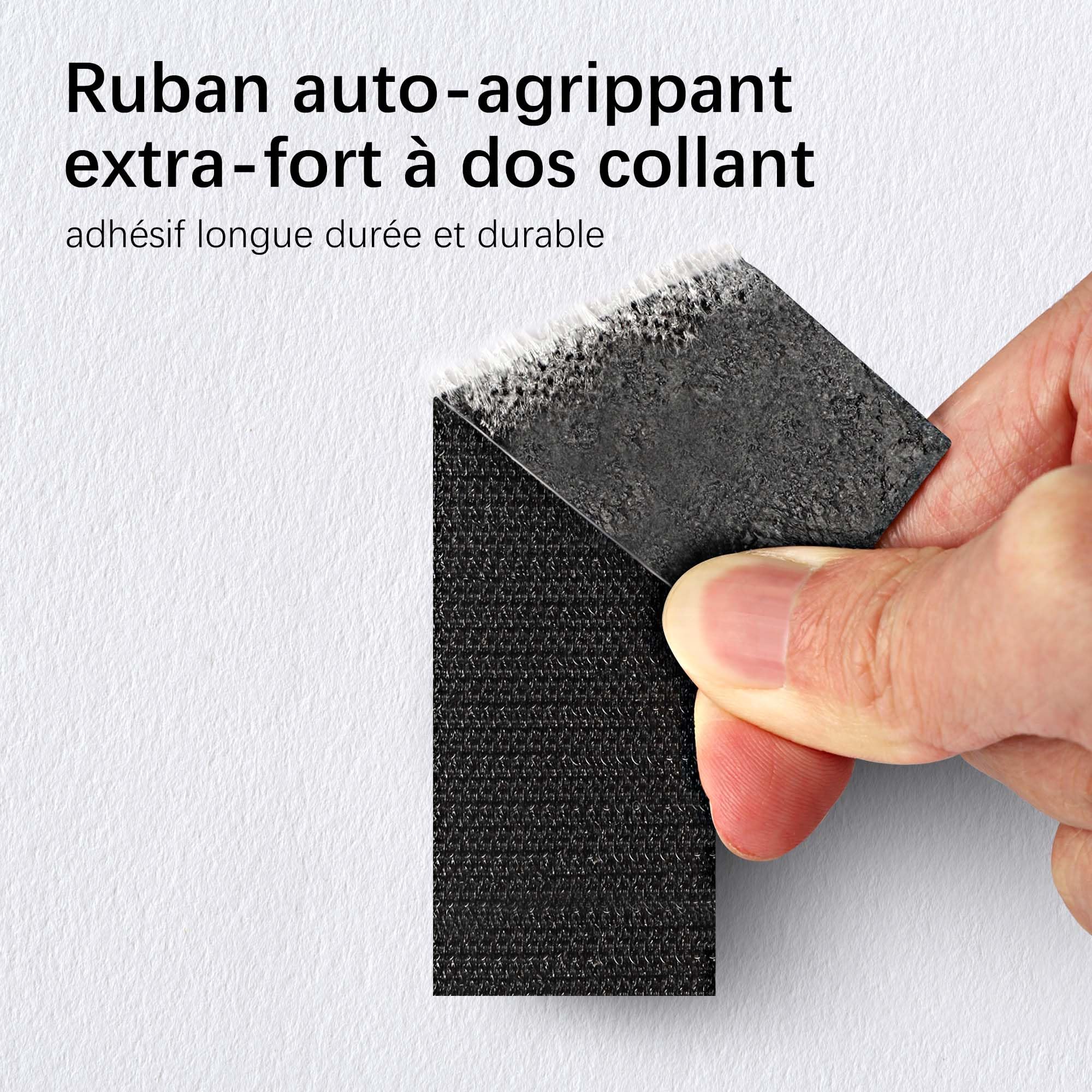 15 Pastilles Auto-AgrIPPantes Noires - 6x6cm - Adhésif Double Face Extra Fort