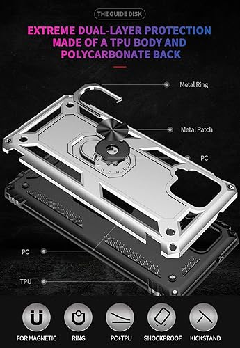 Miniatura 6 de Dionsibei Carcasa de grado militar para Samsung Galaxy A42 5G, anillo giratorio de metal 360, soporte de soporte, armadura, resistente, a prueba