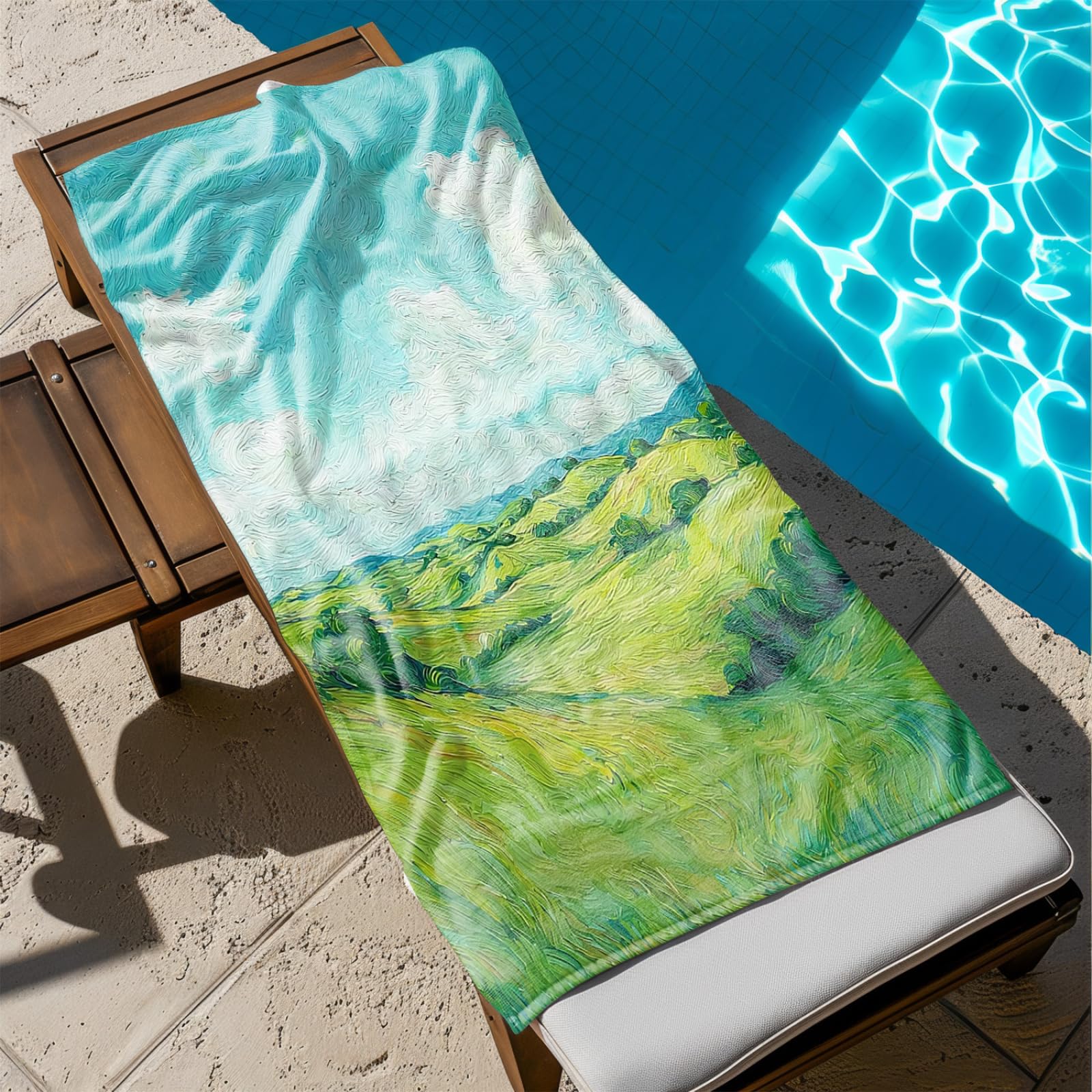 Genérico Toalla Playa 90X180 Azul Verde Abstracto Grande Toallas de Playa Microfibra Ligera Secado Rápido Sin Arena para Mujer Hombre Viajes Vacaciones Natación Camping