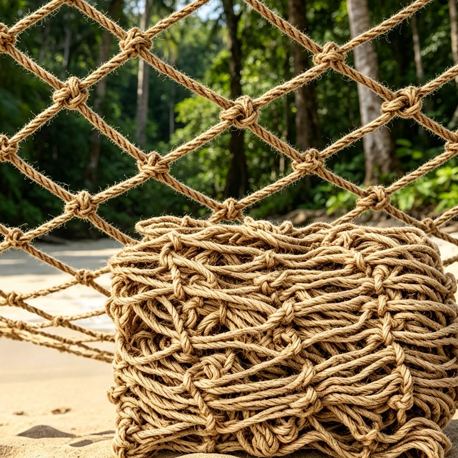 Jute Hemp Rope Net, Multi-Use Kids Climbing Safety Rope Netting For Balcony Stairs Fence Railings Backyard Playground Garden Protection And Indoor/Outdoor Deco(Size:3M×7M(9.8FT×22.9FT),Color:Jute)