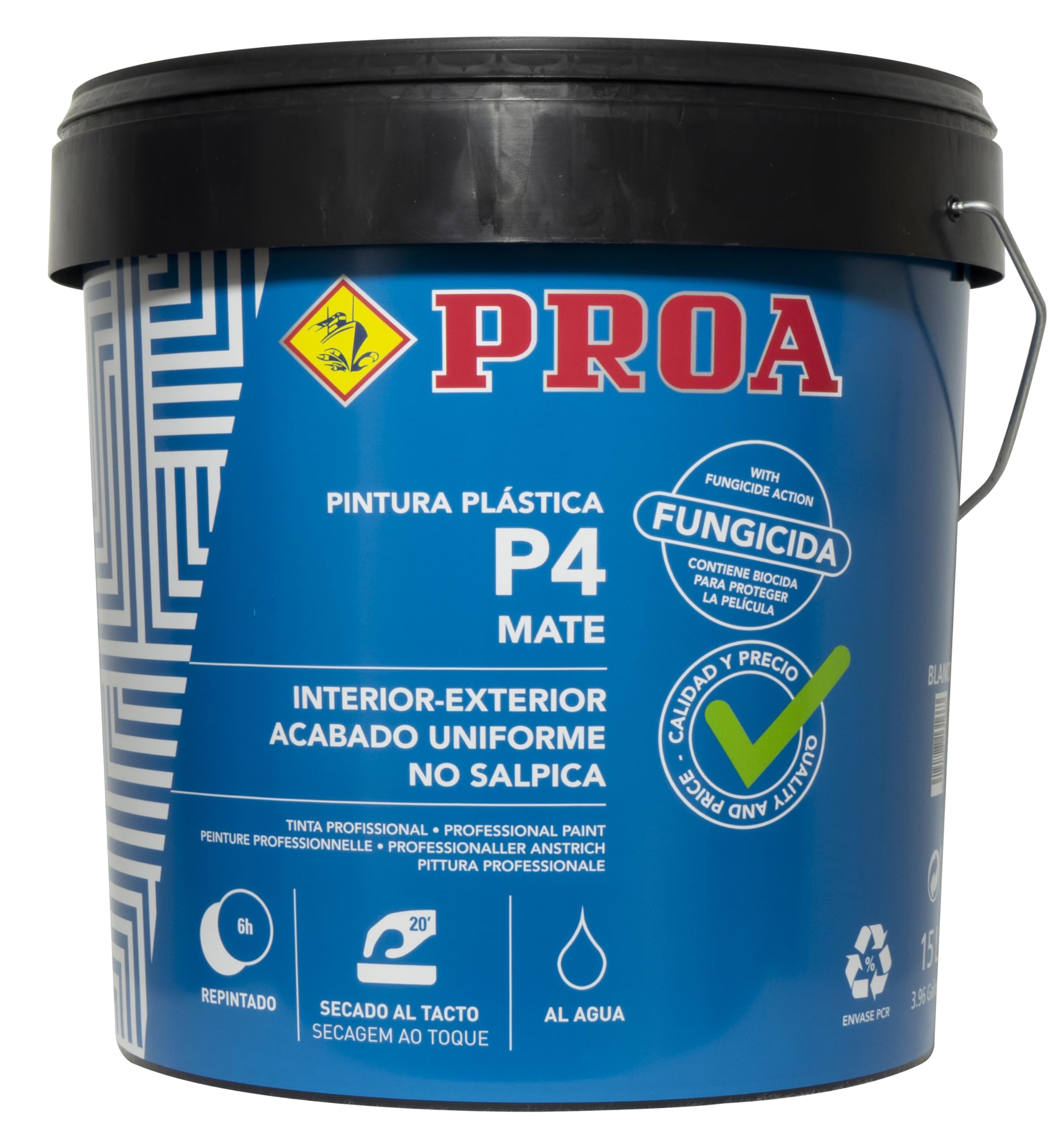 Pintura interior-exterior mate P4, Gran cubrición, Paredes Techos Fachadas 23 KG