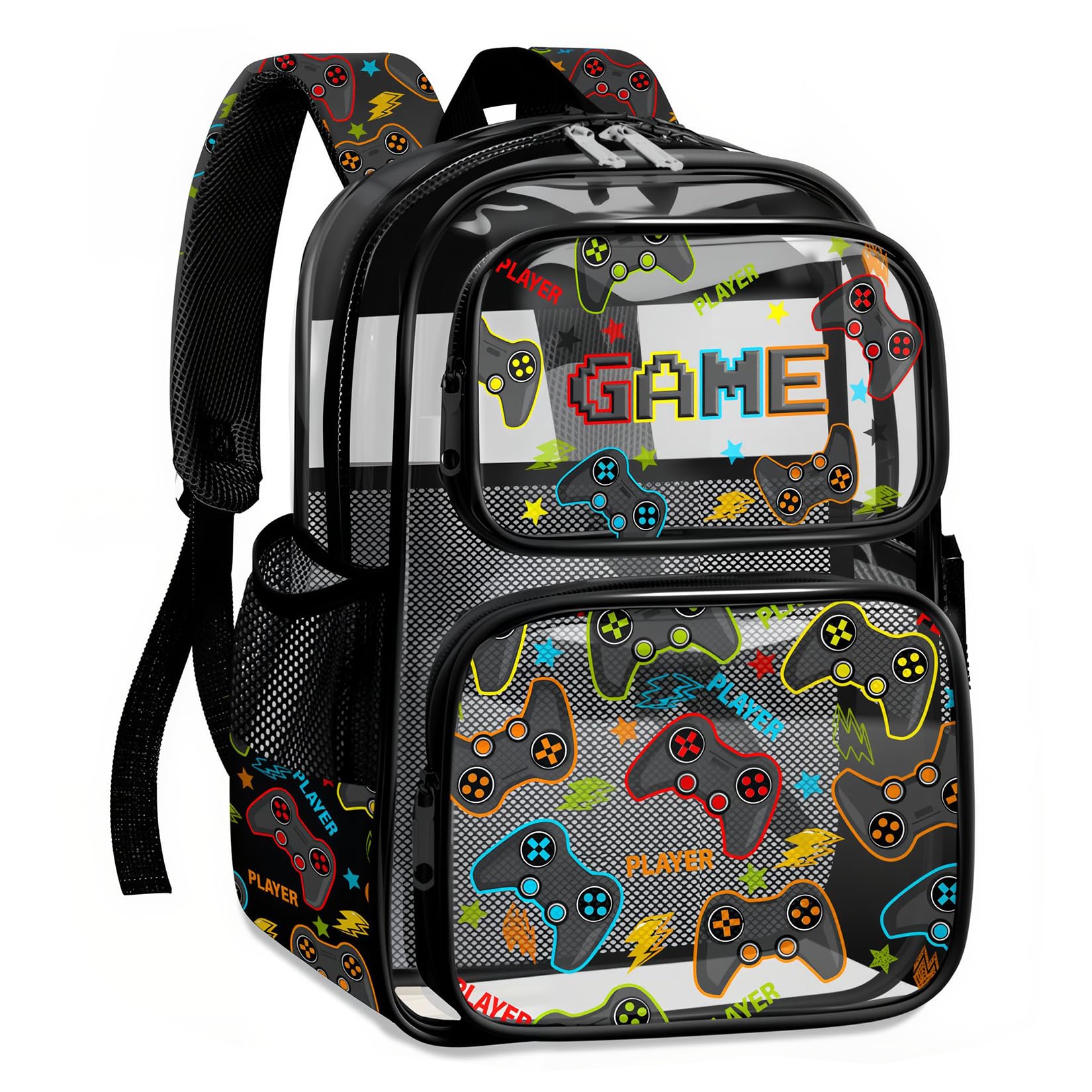 Fitvc Clear Backpack for Boys and Girls,Kids Clear Backpacks for School,Heavy Duty Transparent Bookbag Stadium Approved