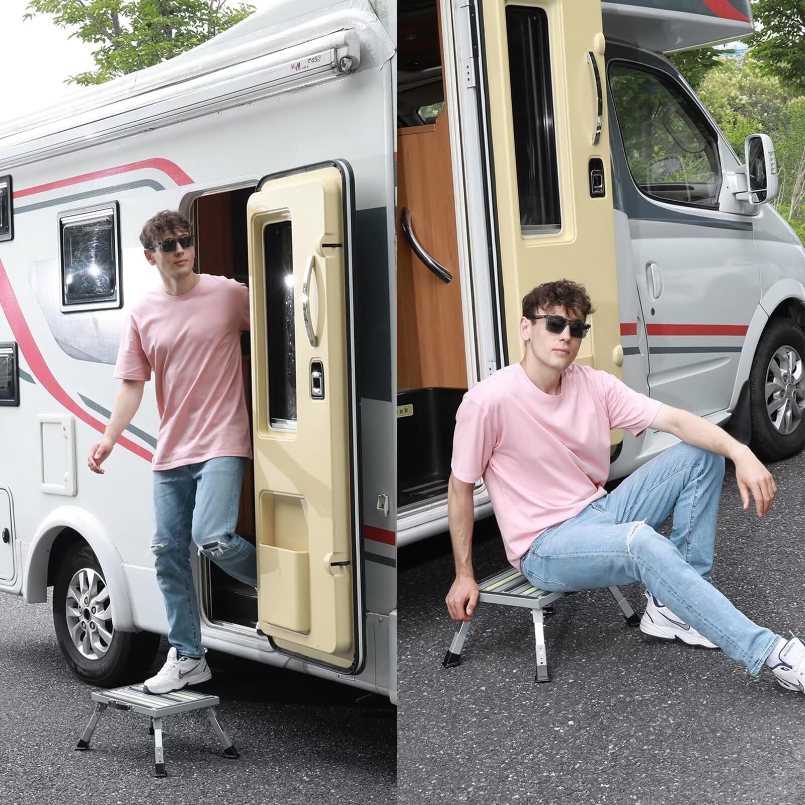 Snapklik.com : GarfatolRv Aluminum RV Steps, 4-Level Adjustable Folding ...