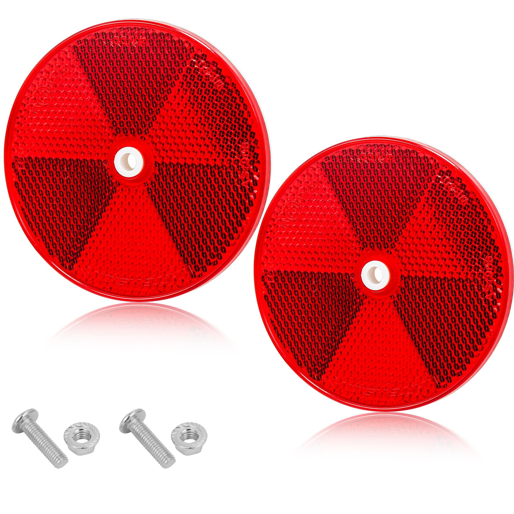 Lot De 12 Catadioptres Ronds Pour Remorque, Vélo, 60 Mm – Rouge, Jaune, Blanc, Avec Vis Et écrous, Sécurité Routière