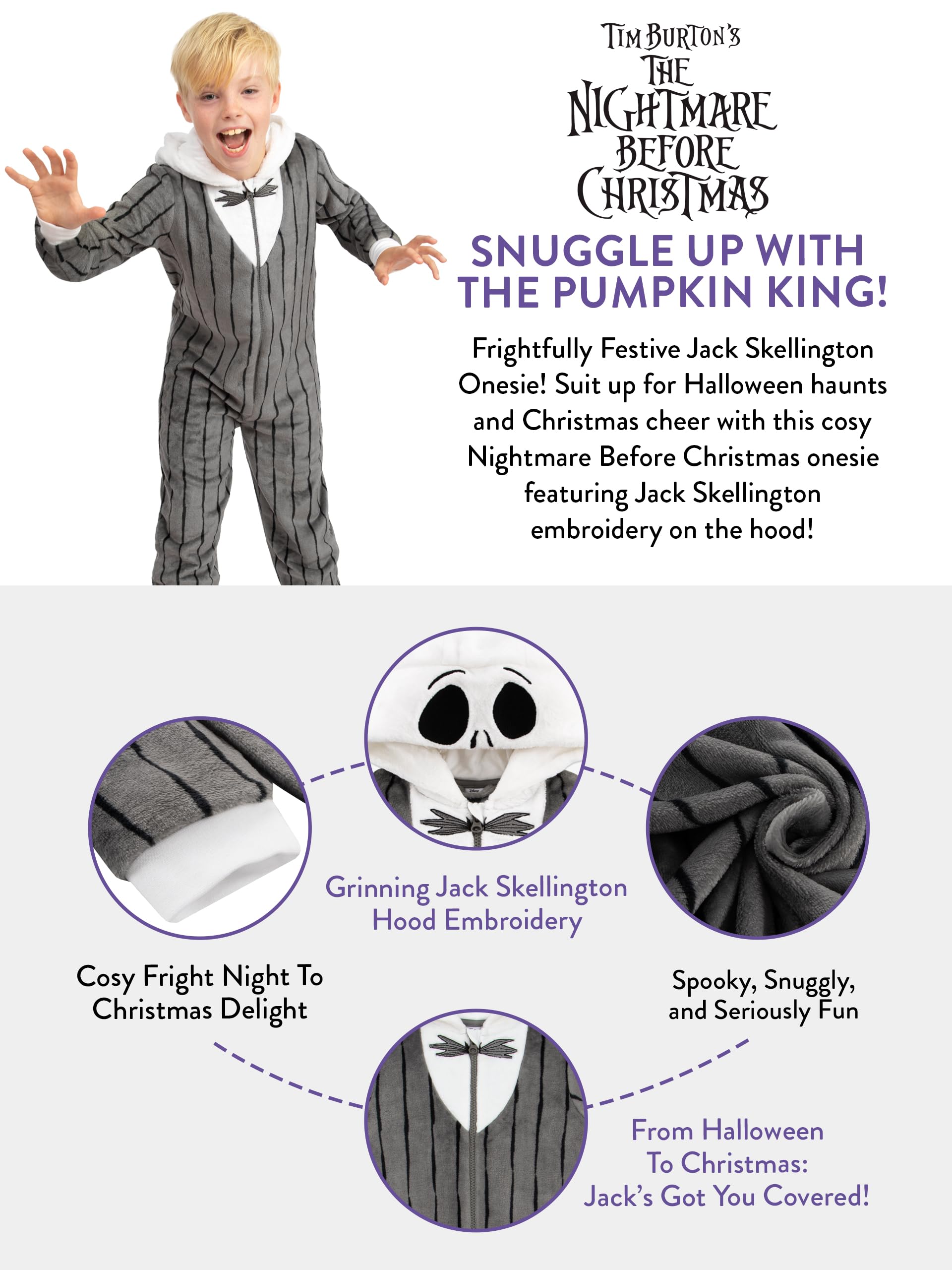 Disney Tutina Intera, Pigiama Ragazzo Il Nightmare Before Christmas per Ragazzi, Pigiama Intero Jack Skellington