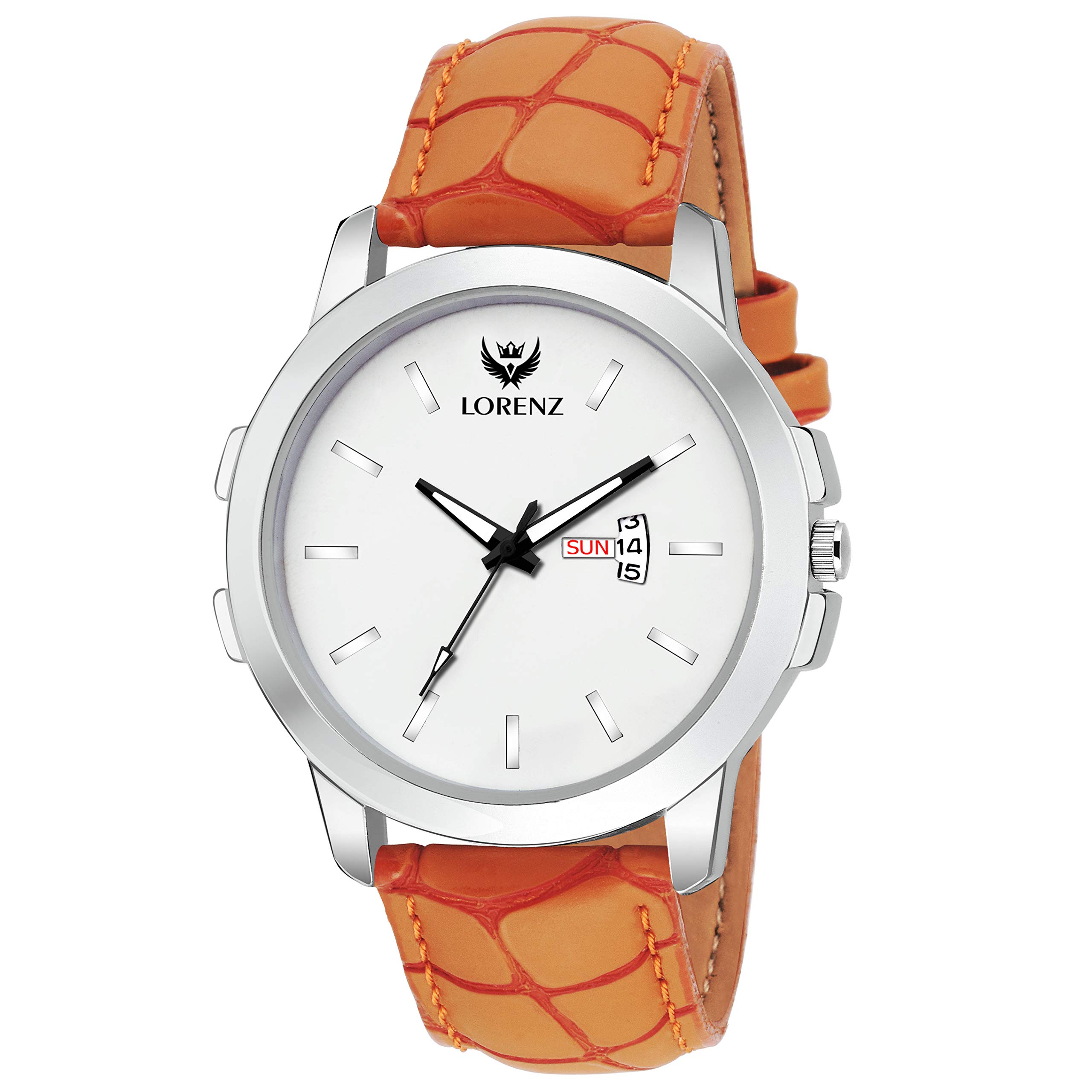 LORENZ White Dial Leather Strap Day & Date Watch for Men- MK-207W (B07KQBT9ZT) Amazon Price History, Amazon Price Tracker