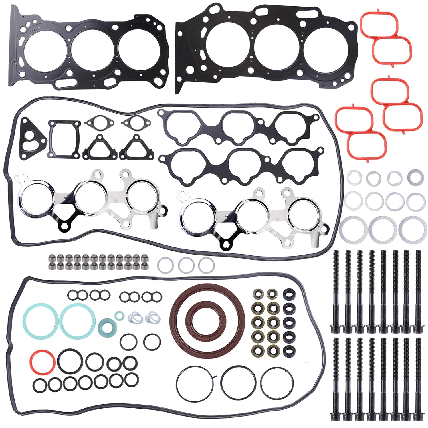 HS26321PT Engine Cylinder Head Gasket Set w/Bolts Compatible for 2005-2015 Ca*mry Sienna Lexus ES350 3.5L 2GRFE ES72249 8614915105 2ZR-FXE Cylinder Engine Full Head Gasket Set