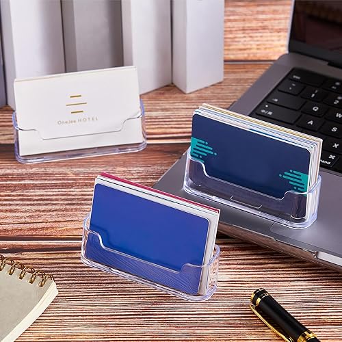 Vista 6 de Thenshop Paquete de 64 soportes para tarjetas de visita de escritorio, soporte acrílico transparente para postales para mesa de escritorio
