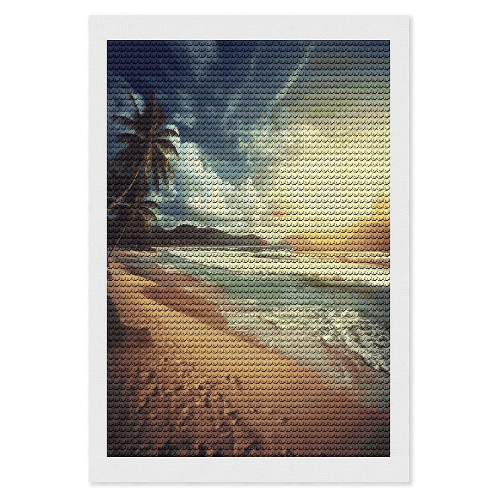 LDGSUPH Sunset on The Beach Diamond Painting Kits for Adults Paint with Diamond Pictures Art DIY Full Drill Diamond Dots Painting Personalized Diamond Photo for Home Wall Decor Gift 8"x12"