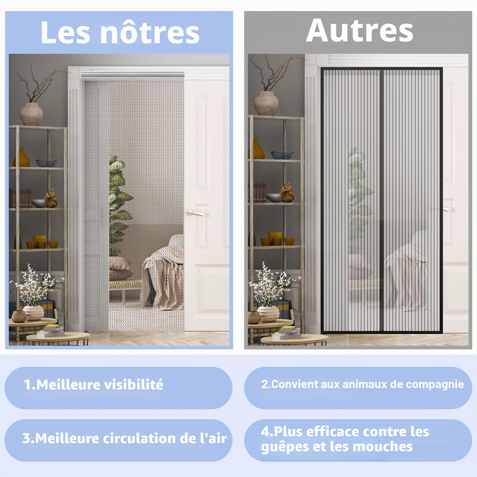 VerRich Gray 100 x 210 cm Chaîne d'aluminium Curtain Porte d'écran de Mouche Métalle Bouteaux de Rideau de Rideau