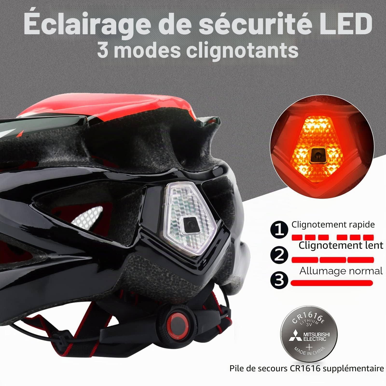 Shinmax Casque de vélo avec visière Amovible avec lumière LED, pour Homme et Femme, Casque de vélo léger et réglable pour VTT, vélo de Route, 57 à 62 cm