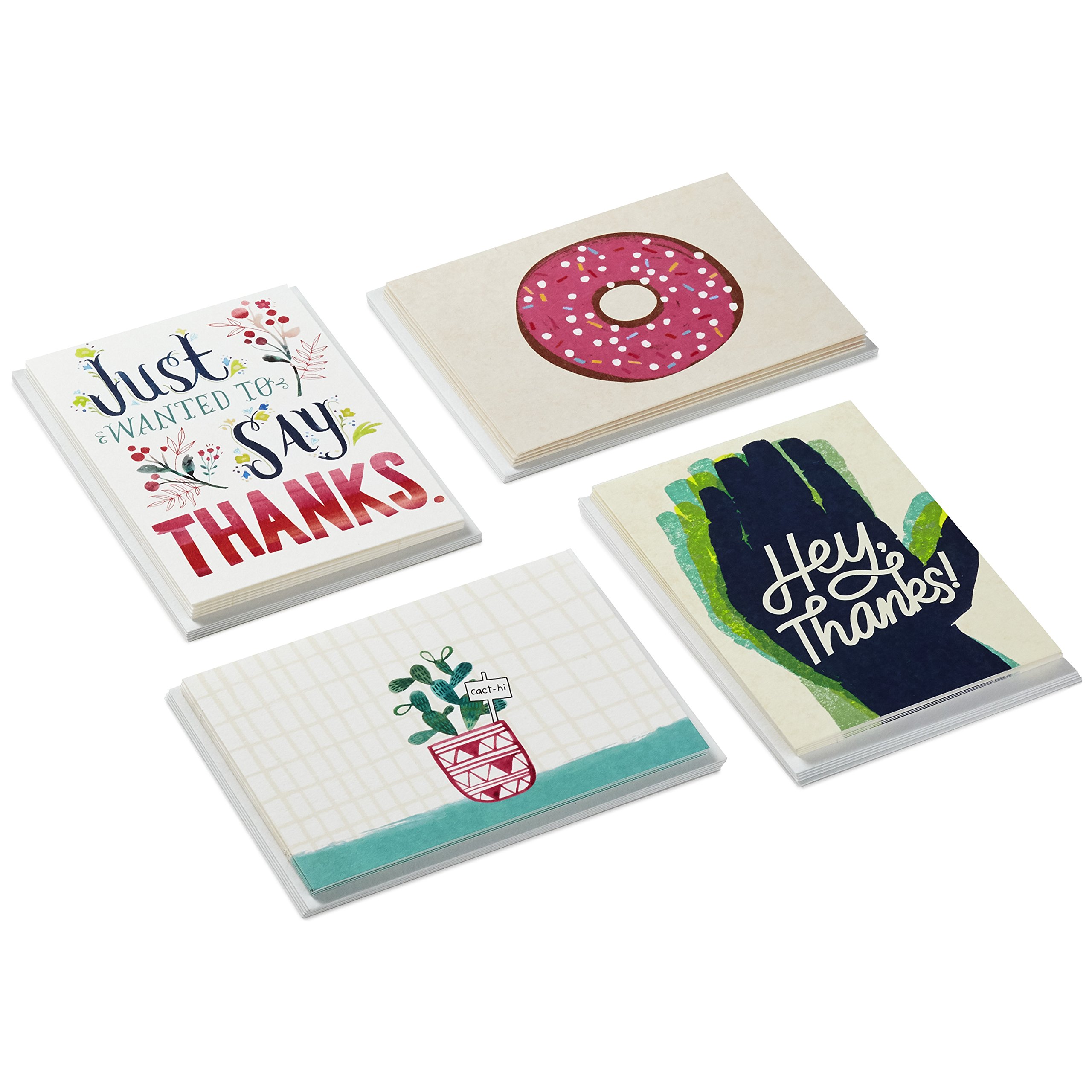 HallmarkStudio Ink Assorted Thank You and Blank Card Set, 20 Cards with Envelopes (5 ct. of 4 Designs, Blank Inside)
