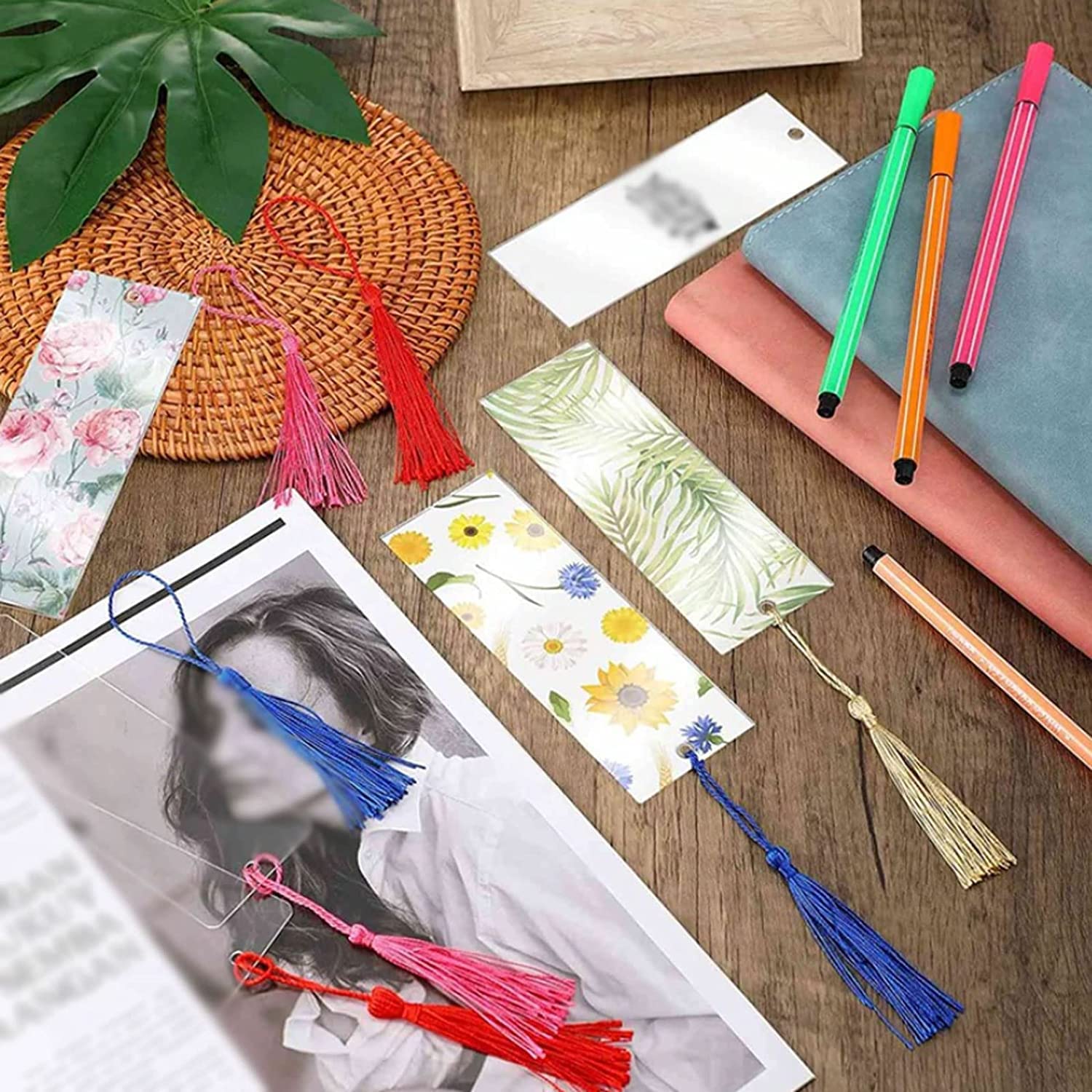 zakładki do książek 40 stks Blank Bookmark Clear Diy Book Marks Met Kwasten Draagbare Meisjes Lezen Pagina Markers Diy Craft Pagina Markers piękna