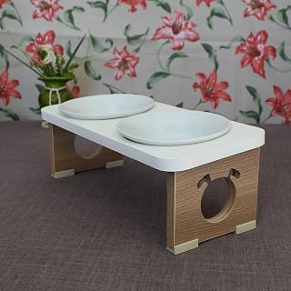 Comedouro Bebedouro Elevado Duplo Pet MDF Cachorro - Colors Branco PN