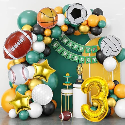 Miniatura 6 de 9 globos deportivos, fútbol, baloncesto, béisbol, voleibol, golf y fútbol, globo de aluminio de Mylar con número de cumpleaños deportivo,