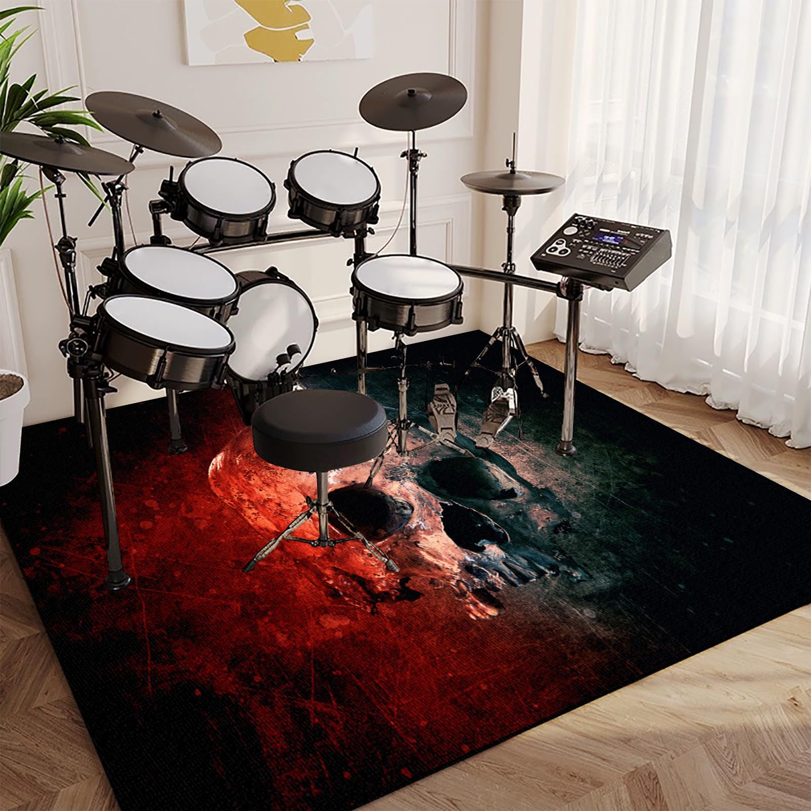 Schallschutz Teppich Rutschfeste Unterseite Drumset Zubehör Trommel Teppiche für Drum Kits Bass Drum Snare Drum und andere Instrumente Teppich 200 x 170 cm Drum Teppich Dicht gewebte Oberfläche mit