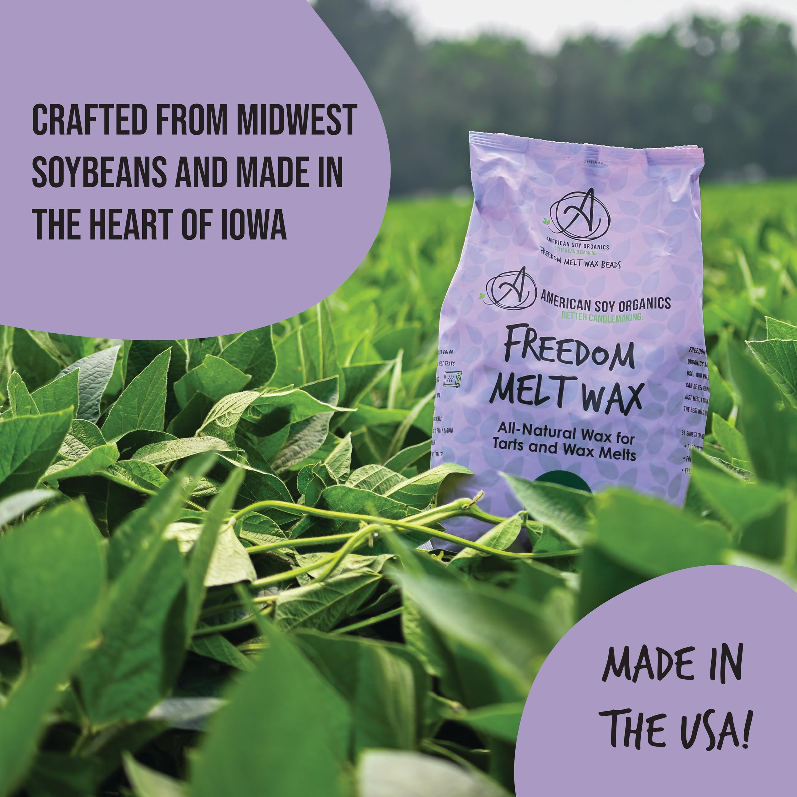 American Soy Organics - Freedom So - Cuentas de Cera para derretir - Cuentas de Cera de Soja para microondas - Suministros de fabricación de Soja de Primera Calidad (Bolsa de 5 Libras)