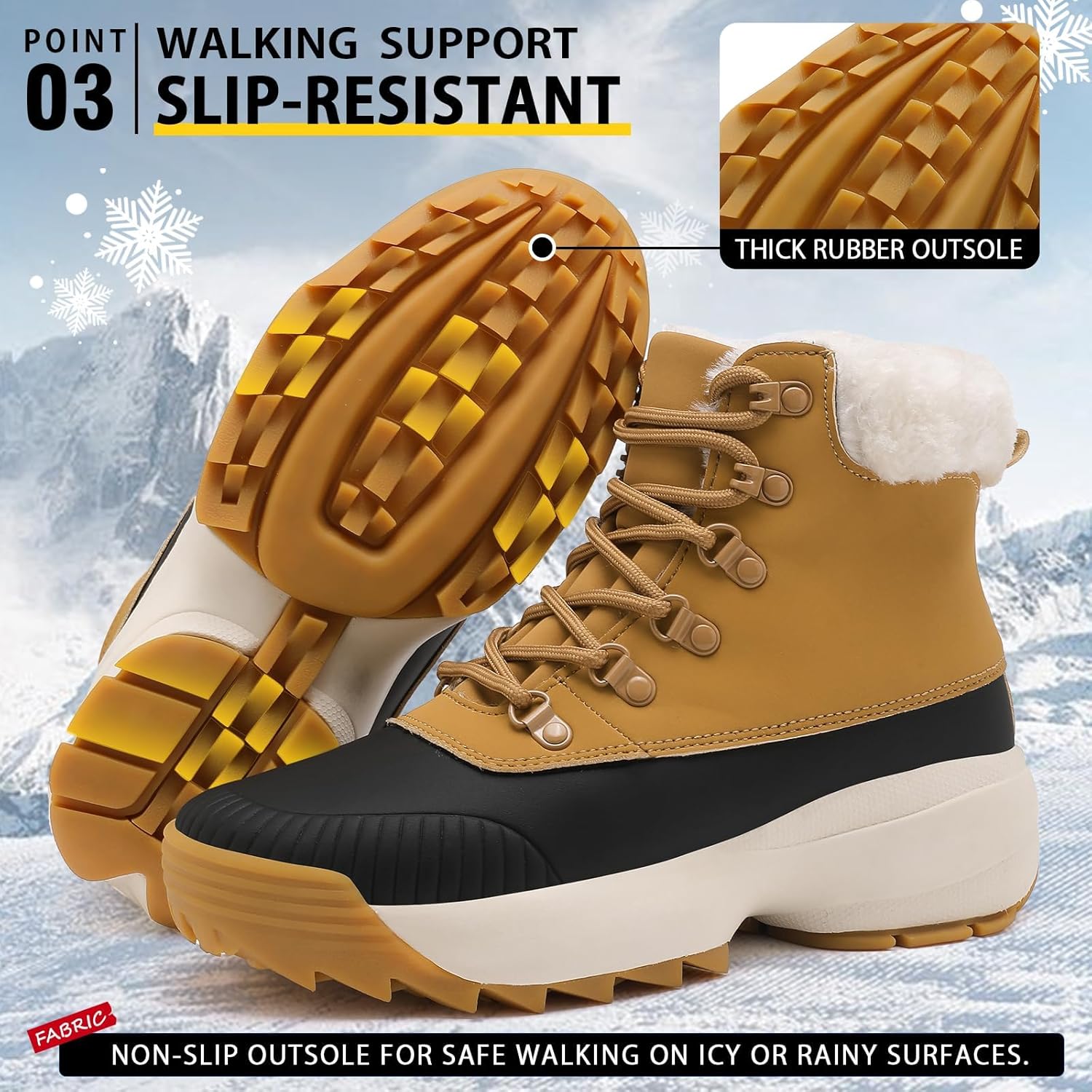 Waterproof Winter Snow Boots for Women丨Insulated-Warm Fur-Lined Booties丨Non-Slip Cushion Outdoor Walking Boots丨Lightweight Comfortable Casual Suede Leather Short Boots - Image 6