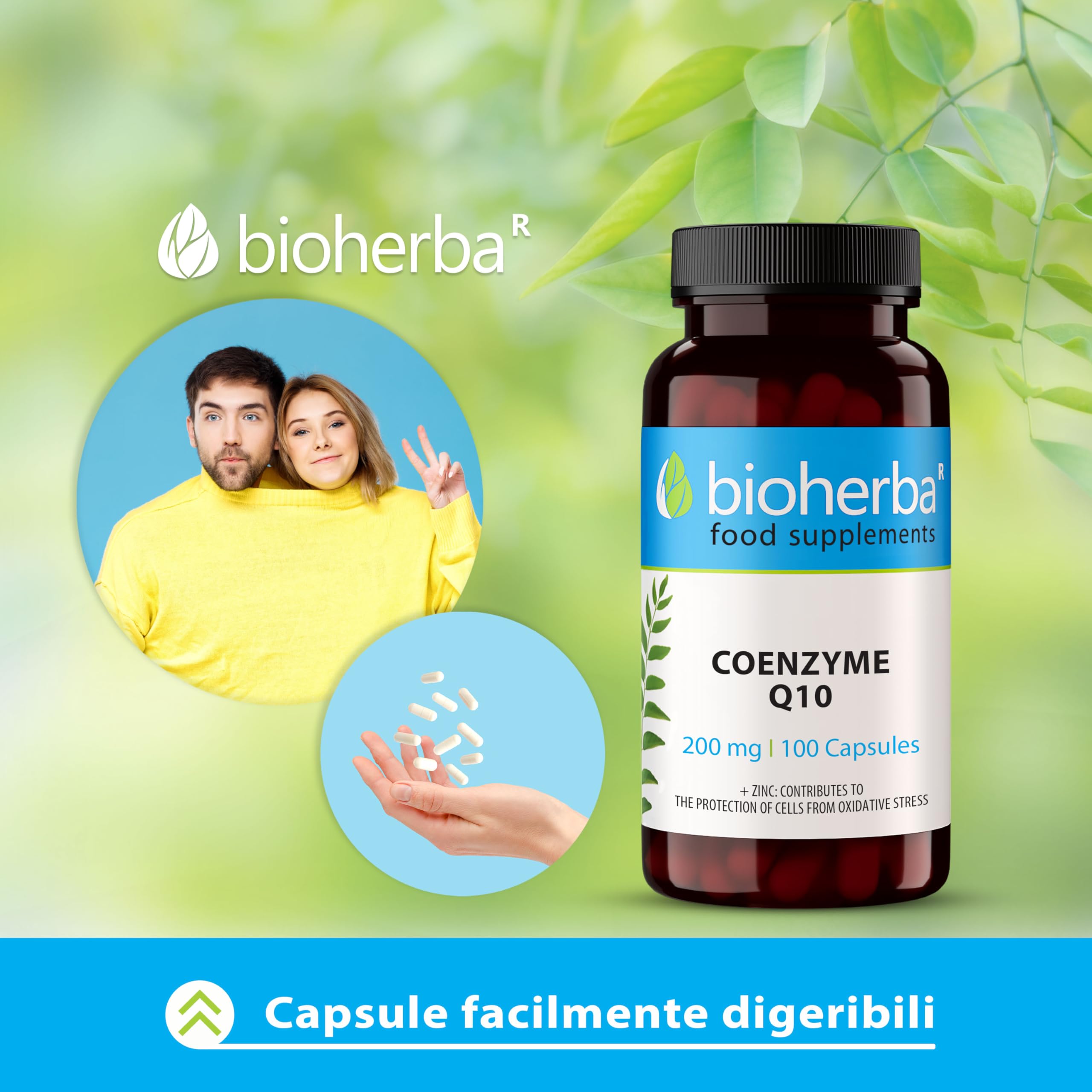 Coenzima Q10 – 100 Capsule da 200 mg | Con Zinco – Integratore Alimentare – Bioherba (1)