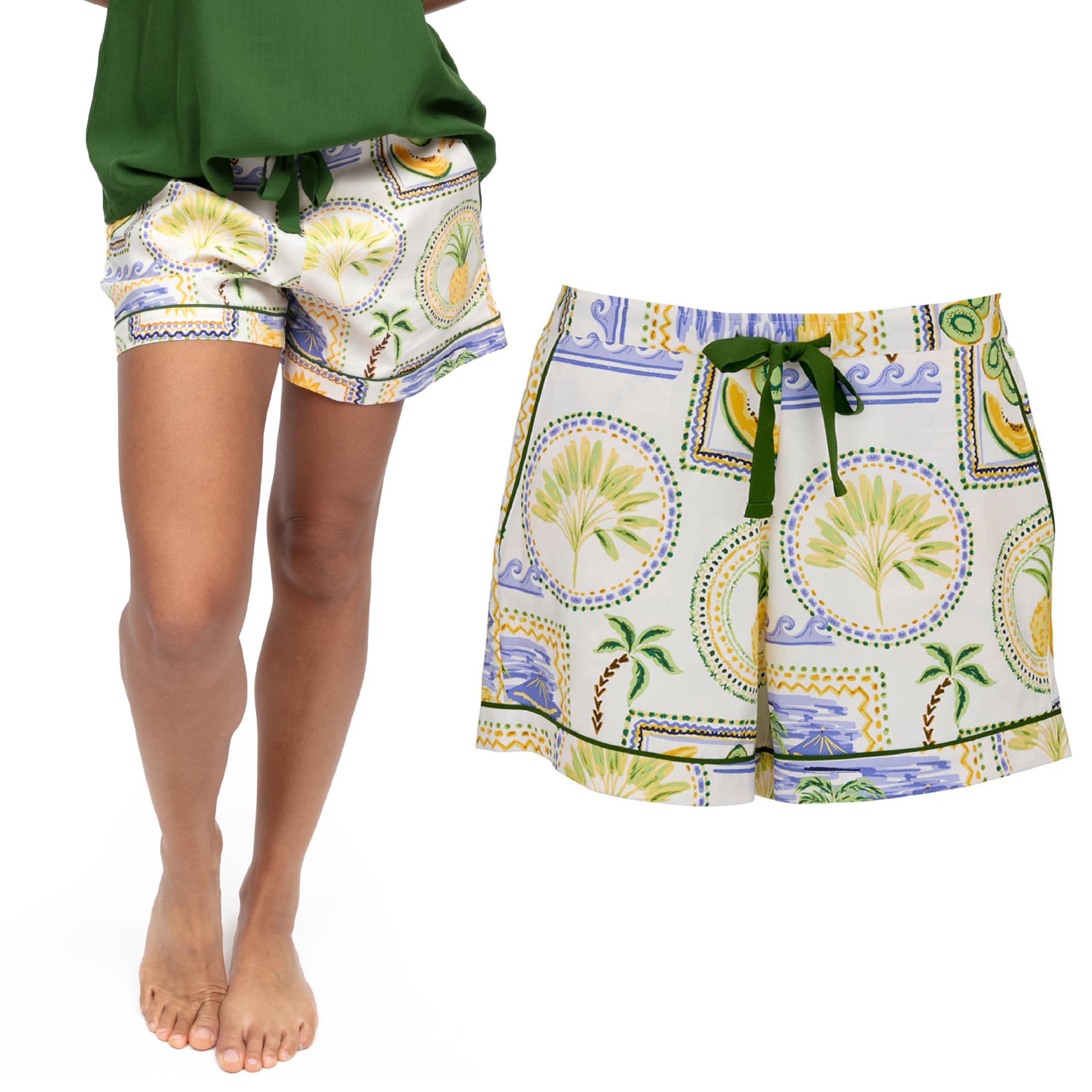 Cyberjammies Women's Cora Postcard Print Pyjama Shorts | Cotton Modal Pyjamas | Lightweight Pjs | Breathable Lounge Wear