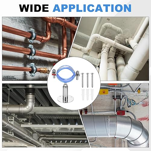 Miniatura 6 de HARFINGTON Juego de 2 soportes de montaje en pared para montaje en techo de acero inoxidable 304, abrazadera de soporte de tubo ajustable