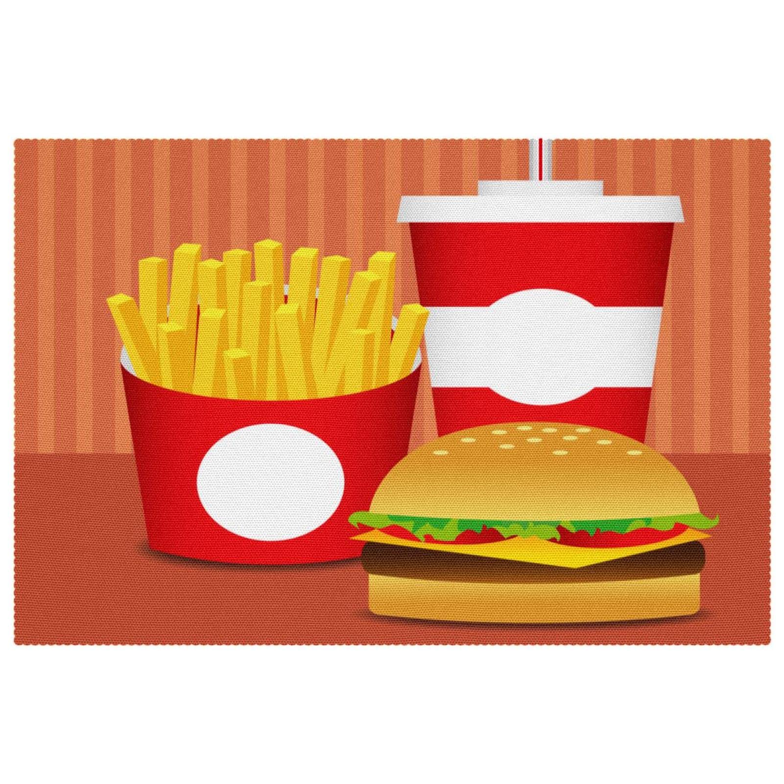Sets de table Fast Food en tissu Oxford lavable pour cuisine lot de 4