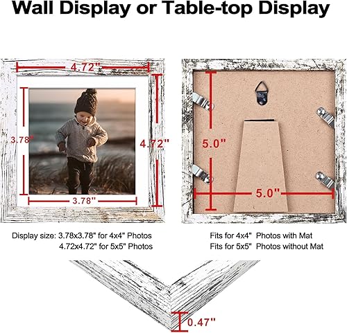 Vista 177 de KINLINK Juego de 4 portarretratos de 12 x 12 pulgadas, cuadrados de madera mate de 8 x 8 pulgadas con plexiglás para 8 x 8 pulgadas con paspartú