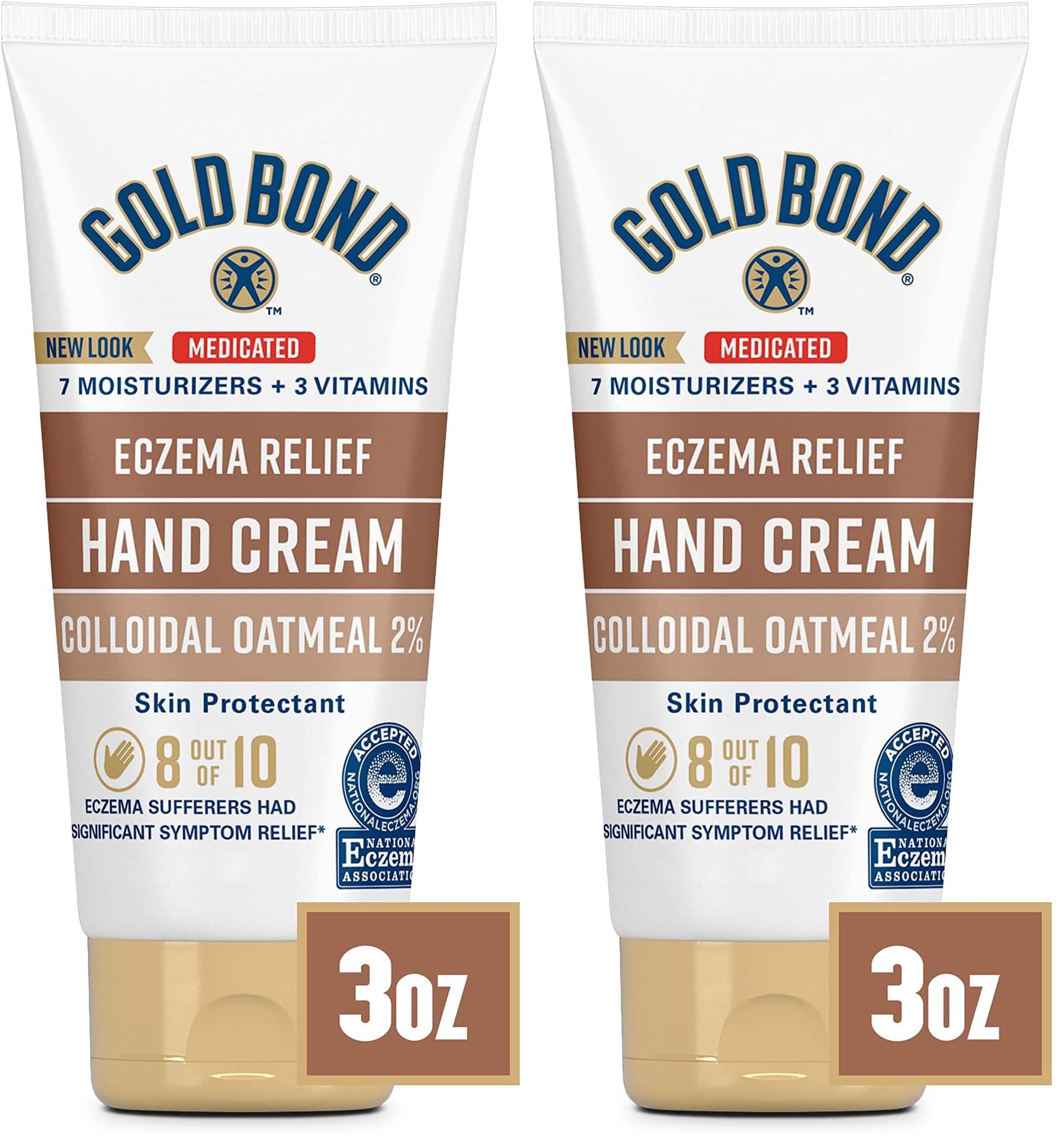 Gold Bond Hand Cream for Eczema Relief 3 oz., Skin Protectant Cream With 2% Colloidal Oatmeal (Pack of 2)