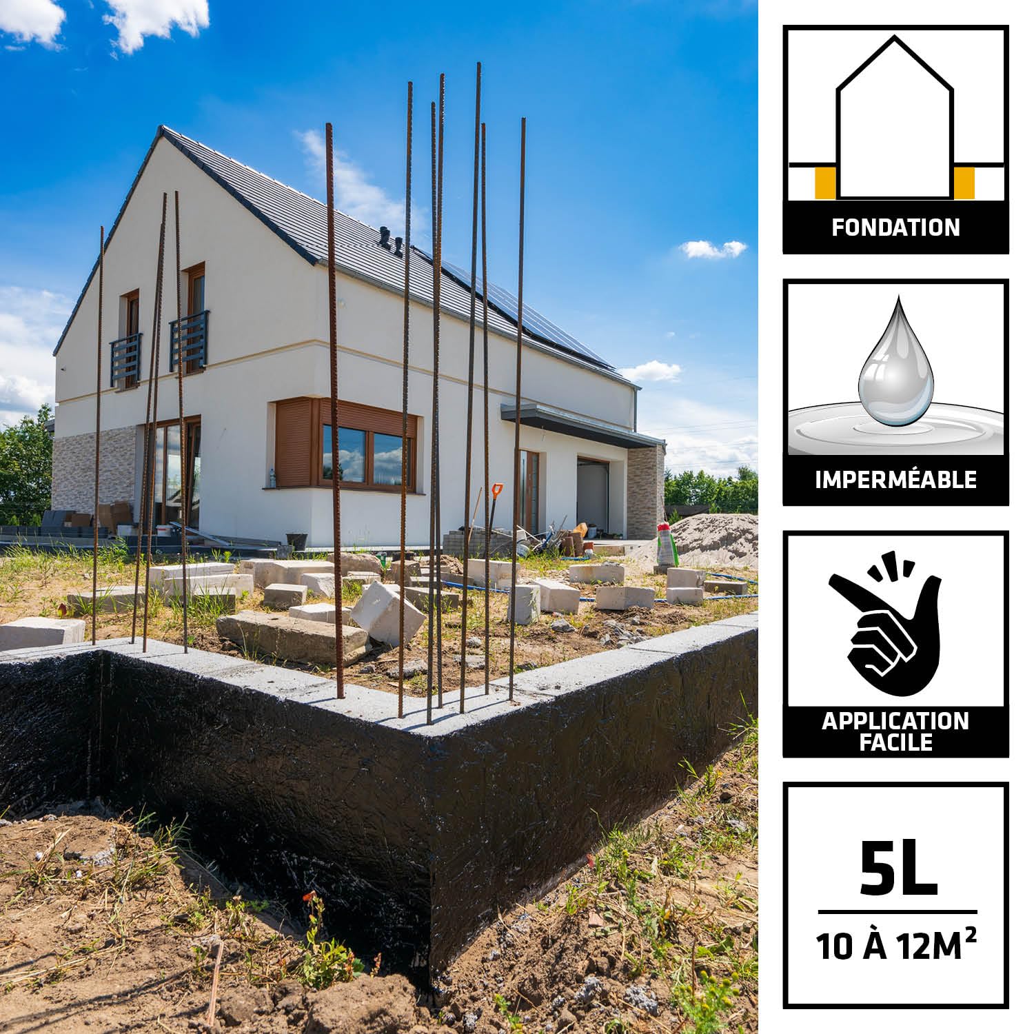SIKA - Revêtement bitumineux en pâte - Sika Igolflex-182, Noir - Pour l'imperméabilisation et la protection des murs de fondations - Prêt à l'emploi - Fort pouvoir couvrant - Application facile - 5kg