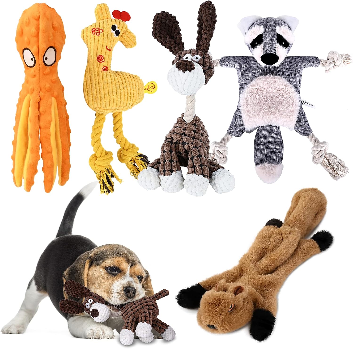 Guzack 5 Packs Dog Squeaky Crinkle Toys - Durable Interactive Puppy Toys, Plush Pet Toys for Puppy, Dog Toy Pack for Small Dogs Teeth…