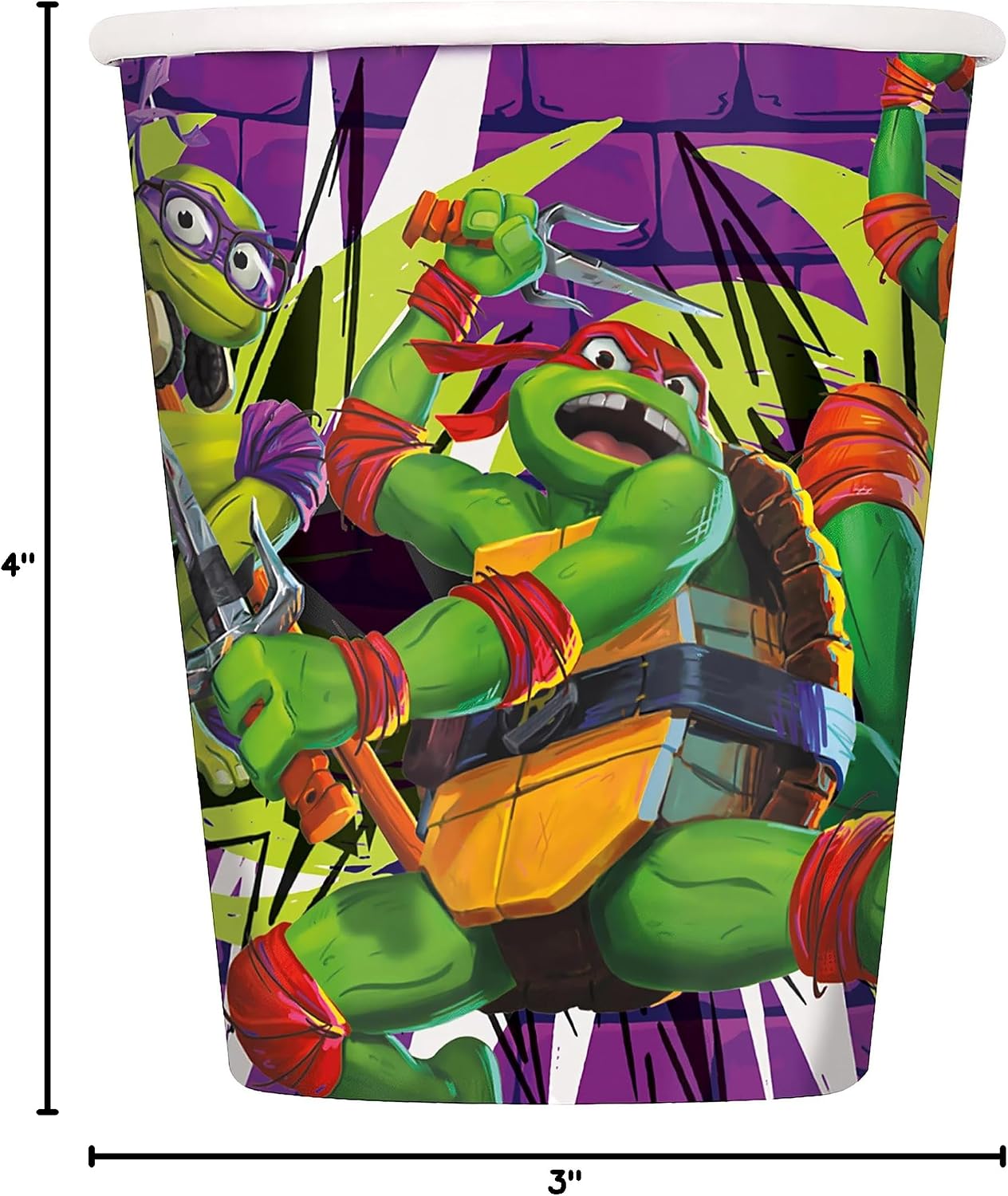 Teenage Mutant Ninja Turtles Mutant Mayhem Disposable Paper Cups - 9oz (8 Ct) | Perfect for Teenage Mutant Ninja Turtles Themed Parties & Celebrations