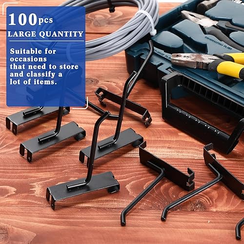 Miniatura 7 de Zonon 100 ganchos negros para pared de rejilla de 4 pulgadas, ganchos de pared de rejilla de metal, accesorios de pared para venta al por menor,