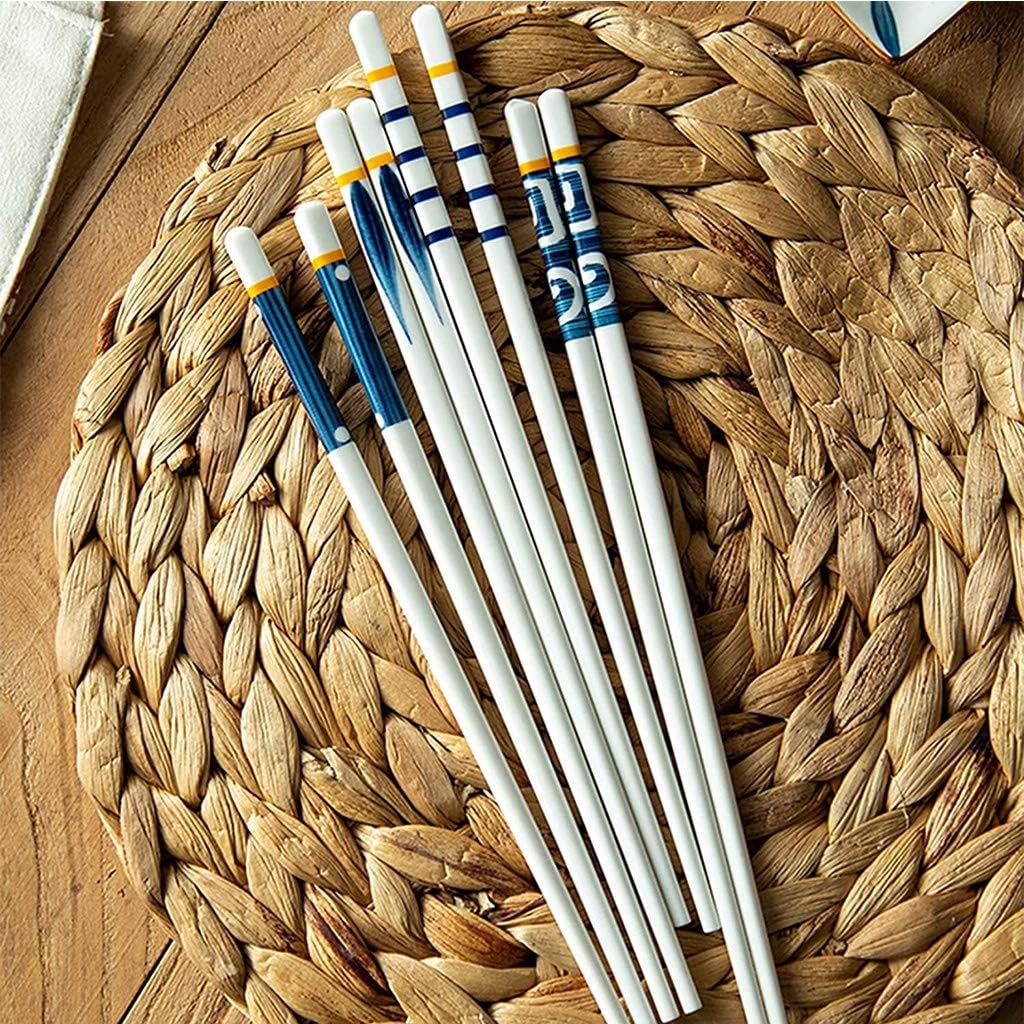 Baguettes lavables au Lave-Vaisselle, Lot de 5 Paires de Baguettes réutilisables en céramique, Coffret Cadeau de Baguettes en Porcelaine Japonaise(3)