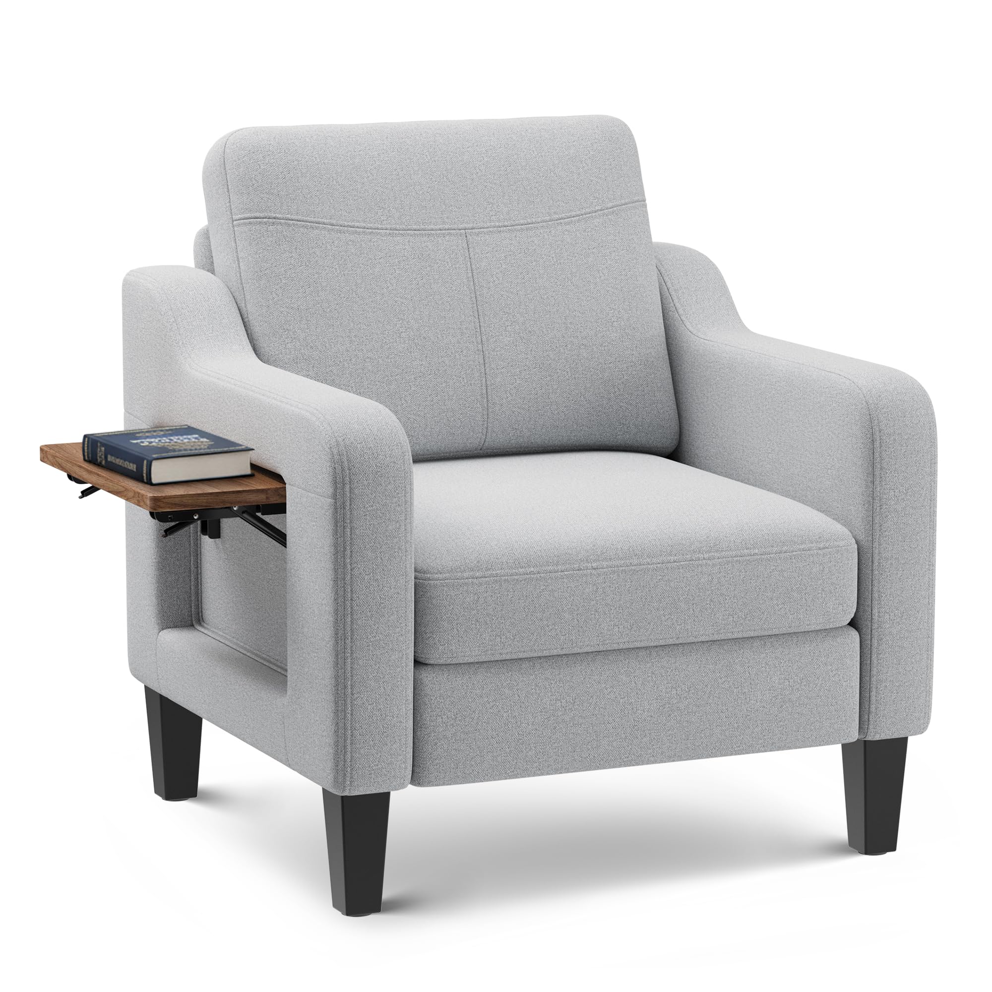 CHAIRKER Upholstered Accent Chair with Foldable Side Table