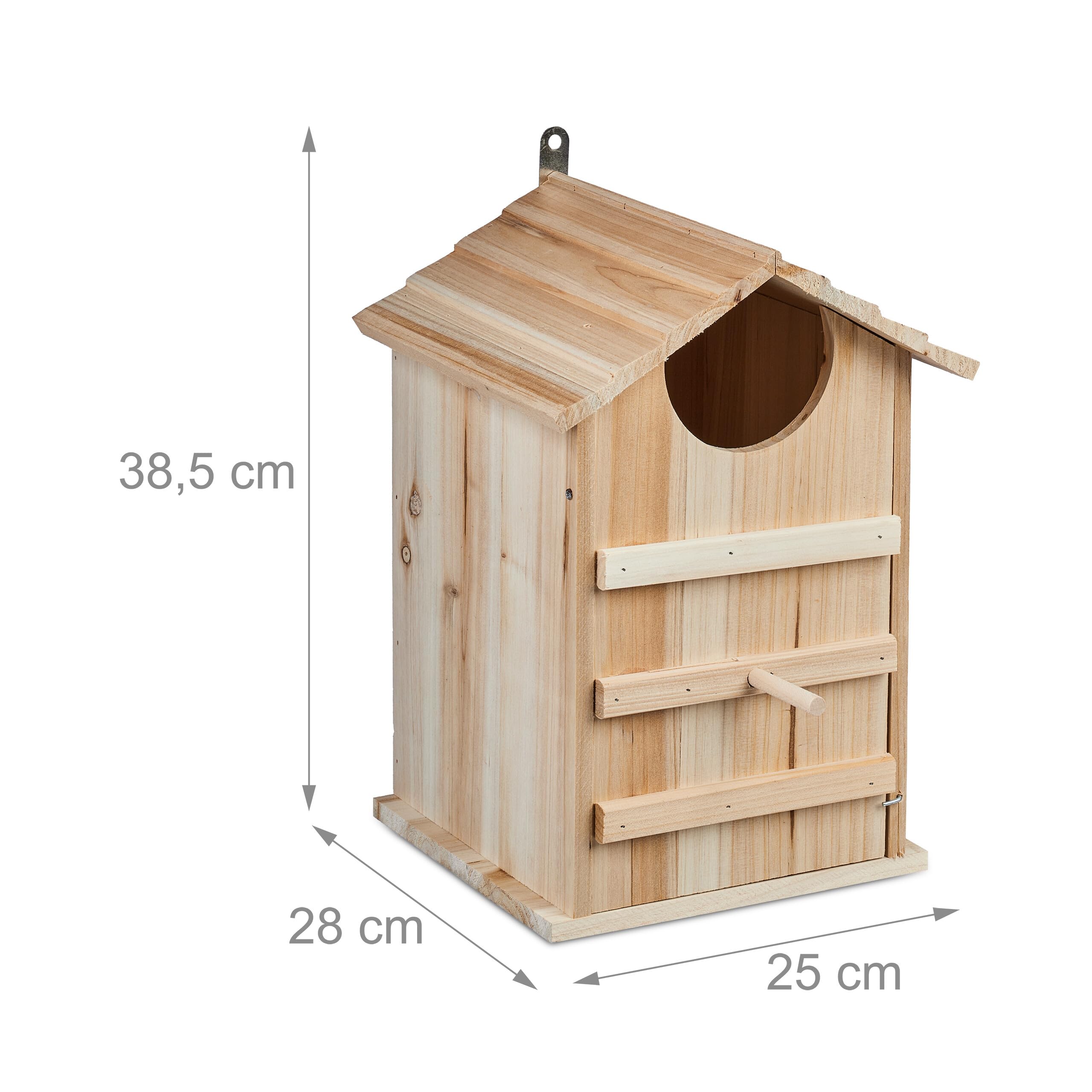 Relaxdays Nichoir d’extérieur pour Chouettes, en Bois, à Suspendre, Trou d’envol H x L : 9,5 x 9,5 cm, Nature