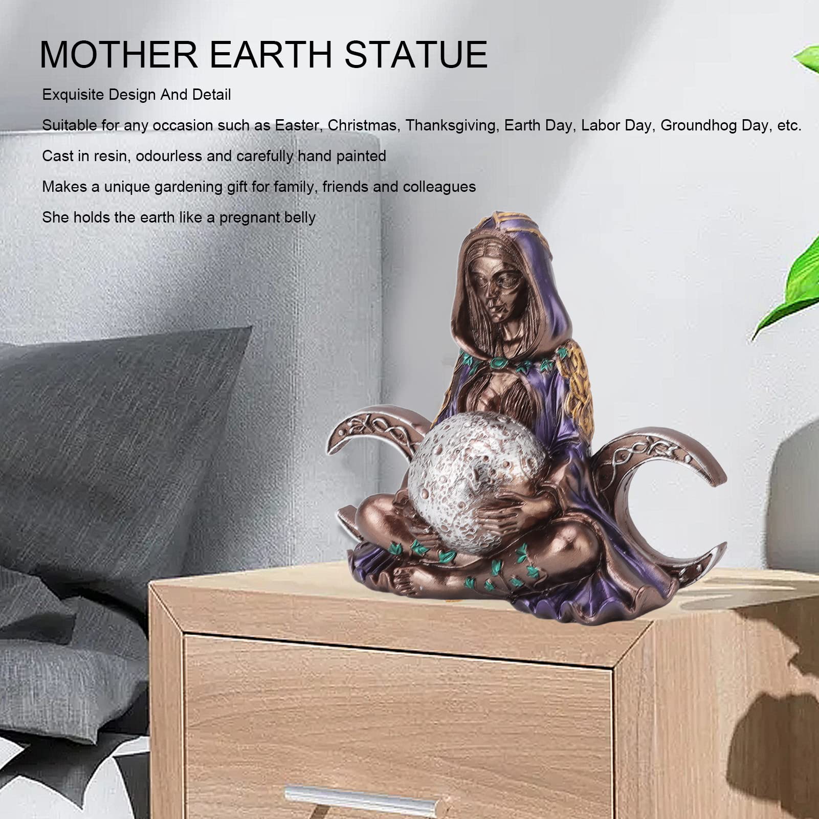 Figurine Gaia Terre Mère Déesse En Résine - Statue Millénaire Pour Jardin Et Intérieur