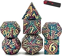 Vista 28 de UDIXI - Juego de dados de 12mm Mini DND, juego de 7 dados de metal poliédricos D&D para juegos de rol (Cobre)